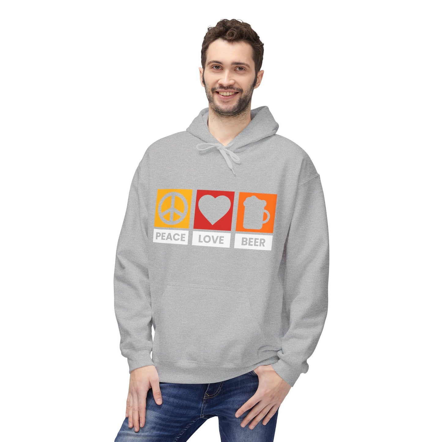 Peace Love Beer Hoodie — Peace, Heart & Beer Icon Pullover