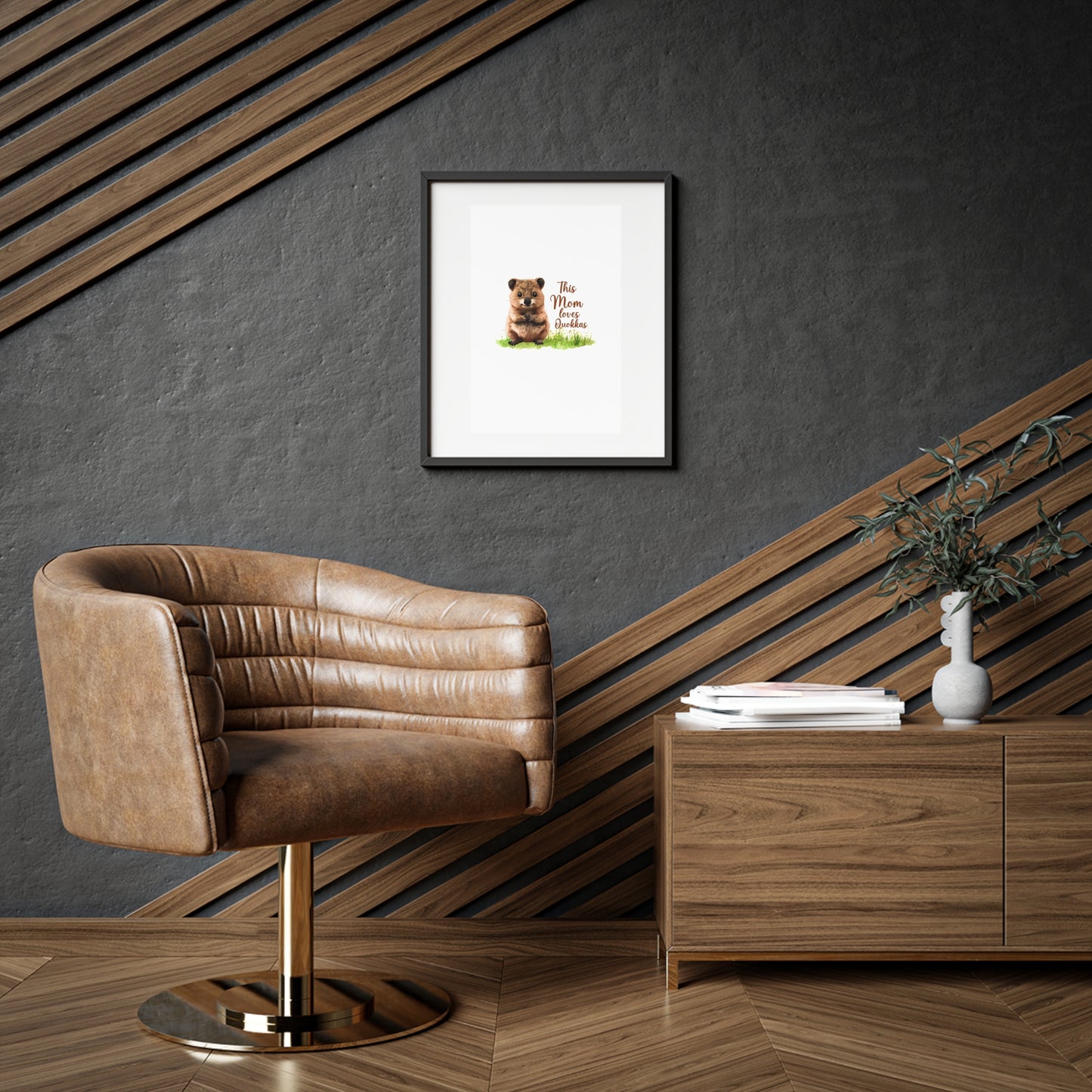 Quokka Mom Framed Poster — "This Mom Loves Quokkas" Matte Wall Art