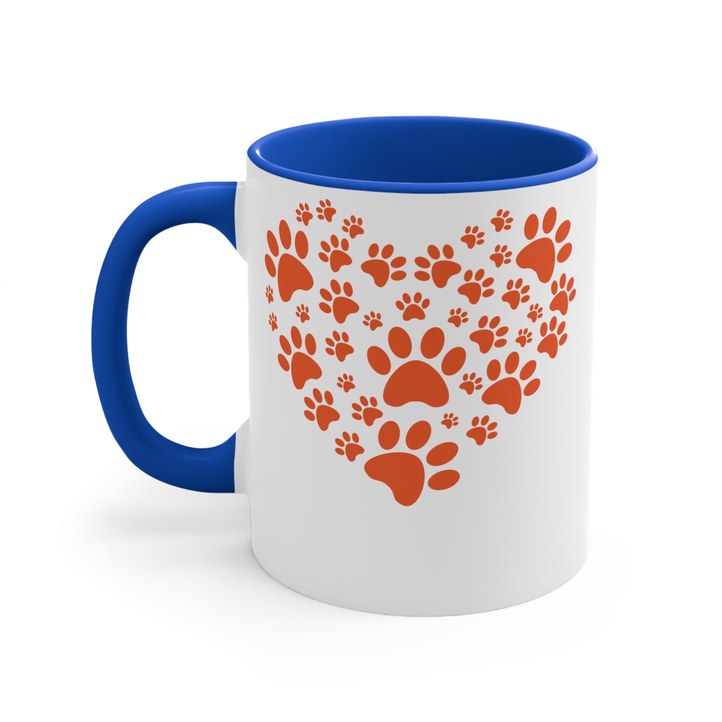 Heart-Shaped Pet Lover Mug | Colorful Dog Paw Print Coffee Cup