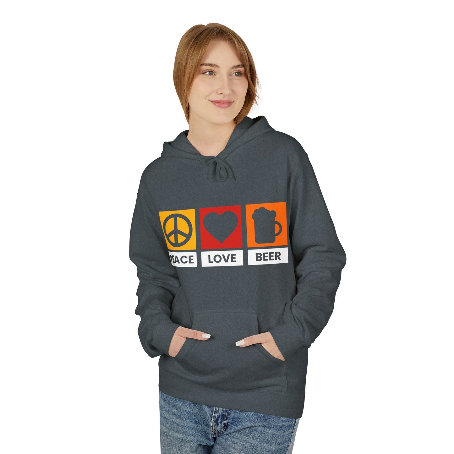 Peace Love Beer Hoodie — Peace, Heart & Beer Icon Pullover