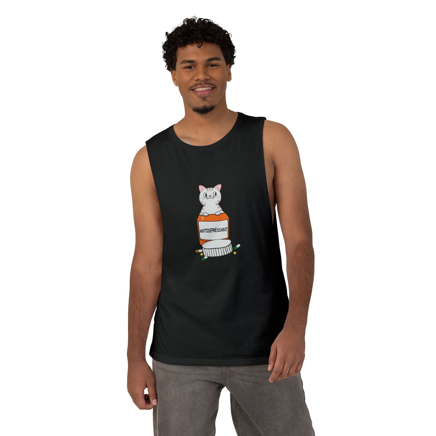 Cat in Cough Syrup Tank Top – Cute Veterinary / Pet Lover Graphic Tank