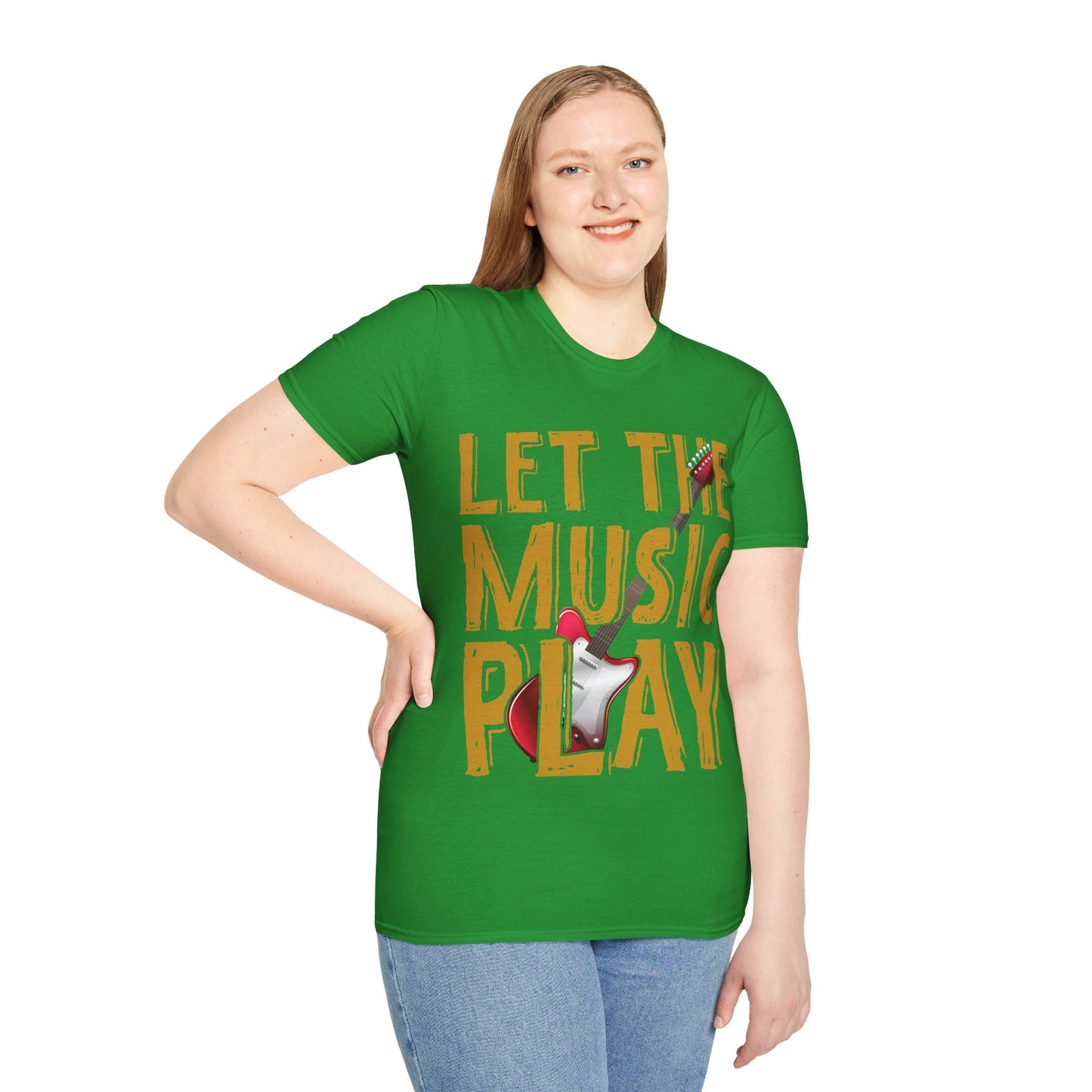 Let The Music Play Guitar T-Shirt — Retro Rock Music Tee for Musicians & Fans