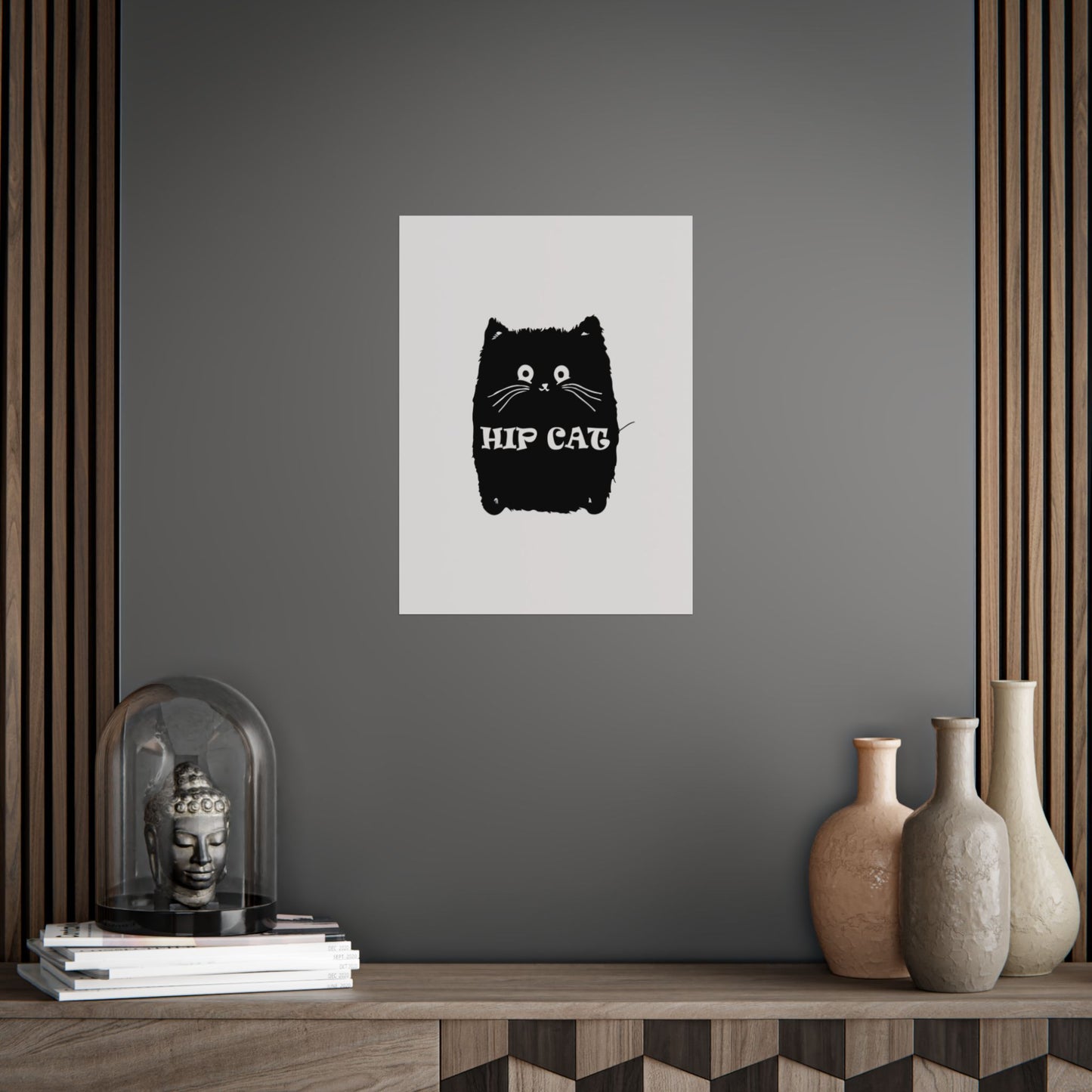 Hip Cat Poster — Cute Black Cat Wall Art Print