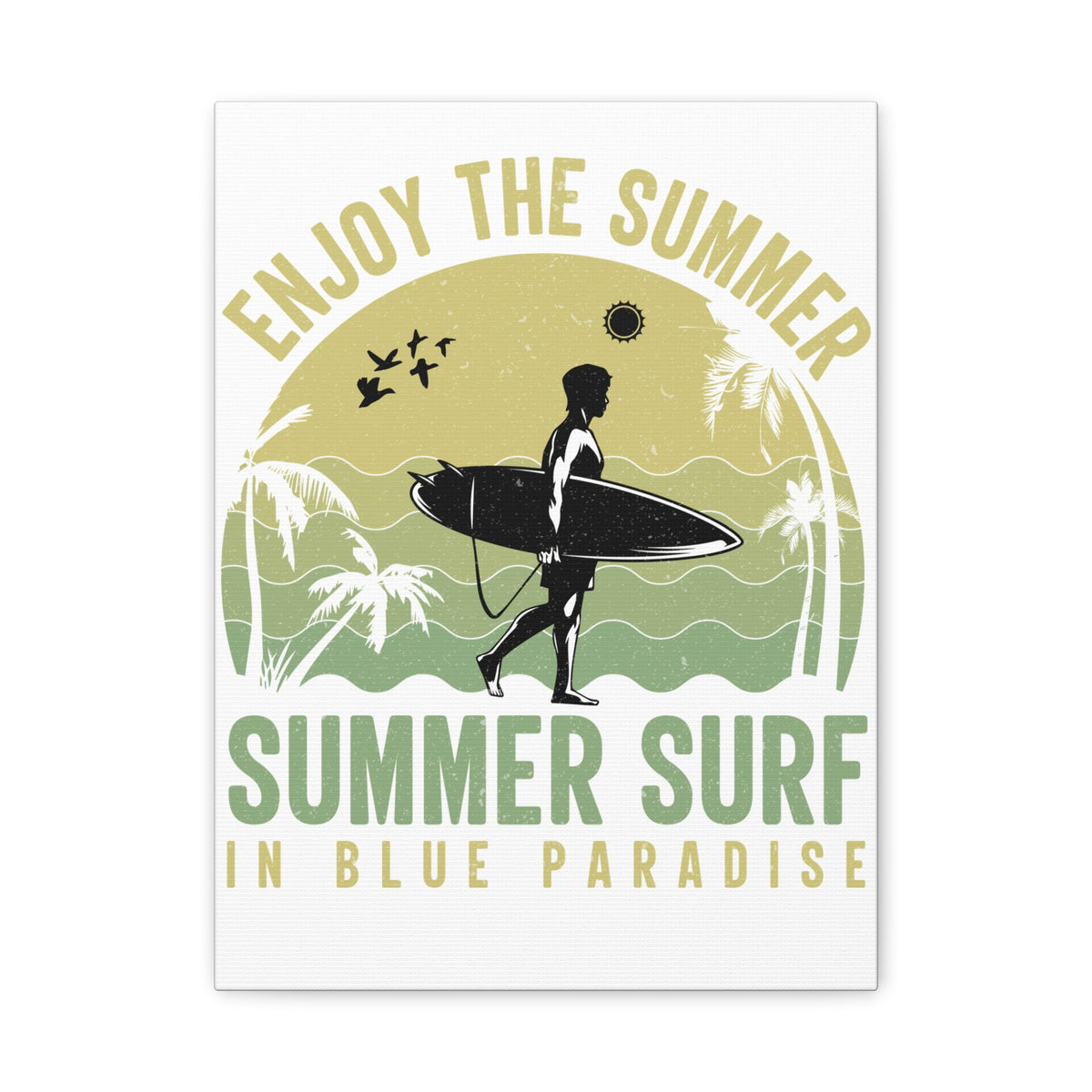 Canvas Art - "Enjoy The Summer: Summer Surf in Blue Paradise" Wall Print
