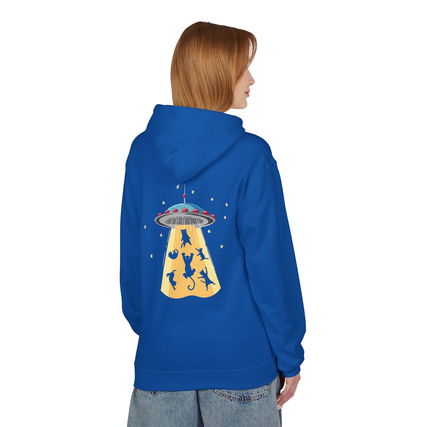 Alien UFO Cat Abduction Hoodie — Funny Pet Lover Graphic Hoodie