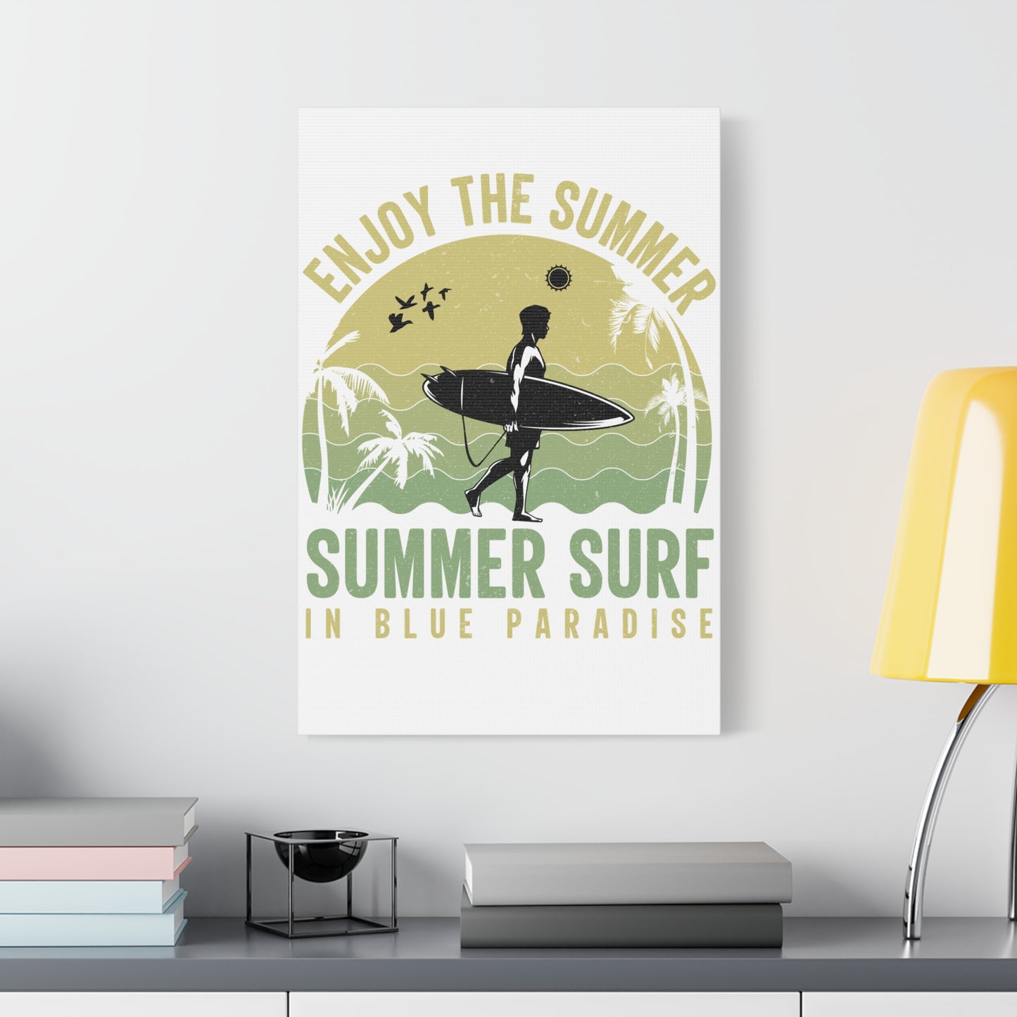 Canvas Art - "Enjoy The Summer: Summer Surf in Blue Paradise" Wall Print
