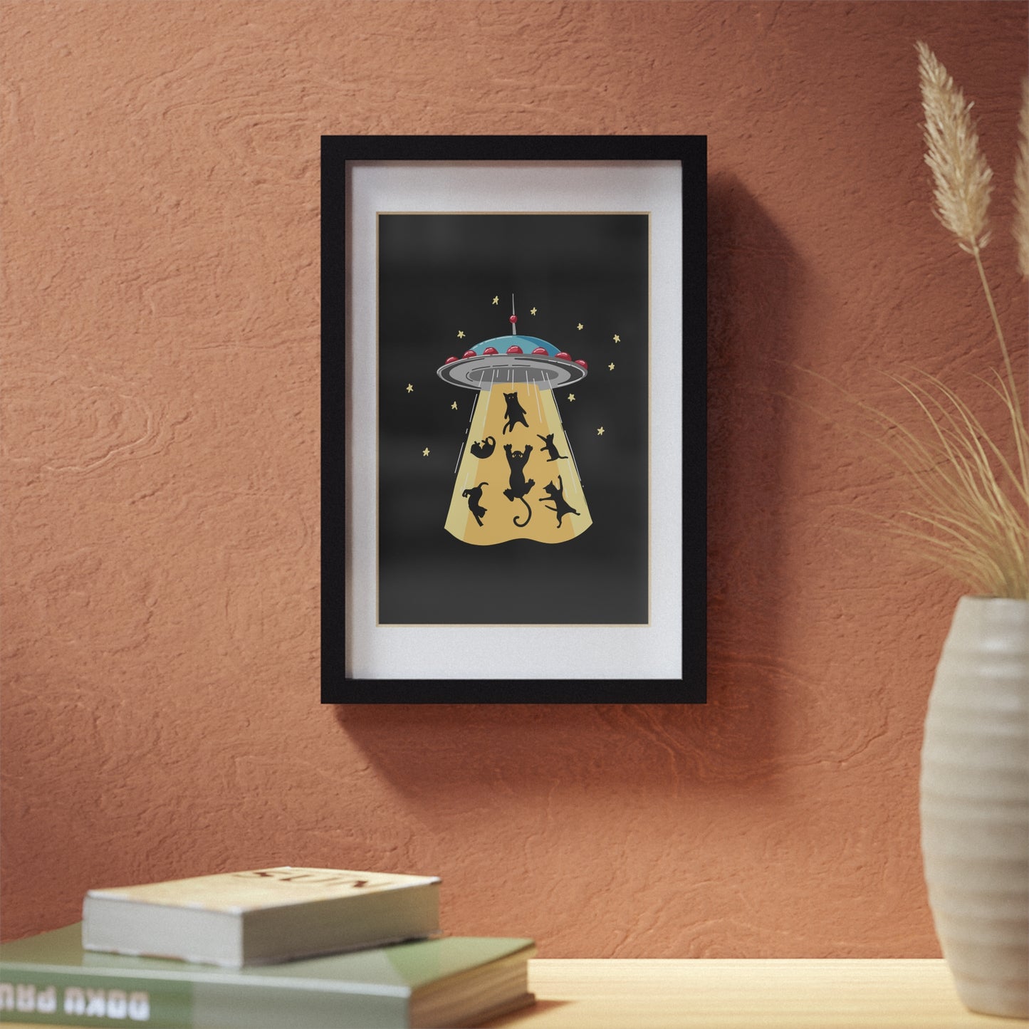 UFO Cat Abduction Framed Poster