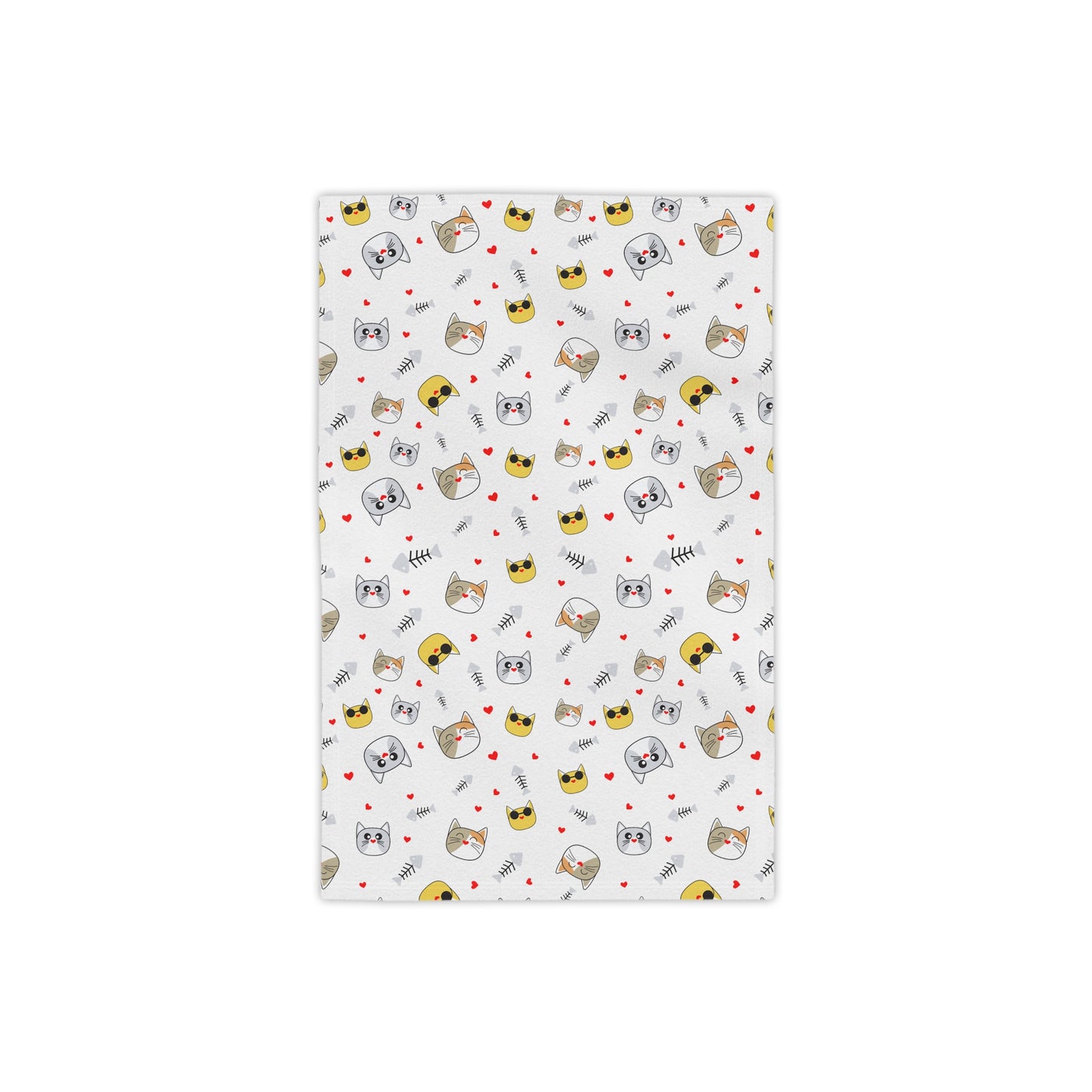 Cute Kawaii Cat Pattern Beach Towel – Playful Emoji Cat Faces, Summer Pool & Beach Towel