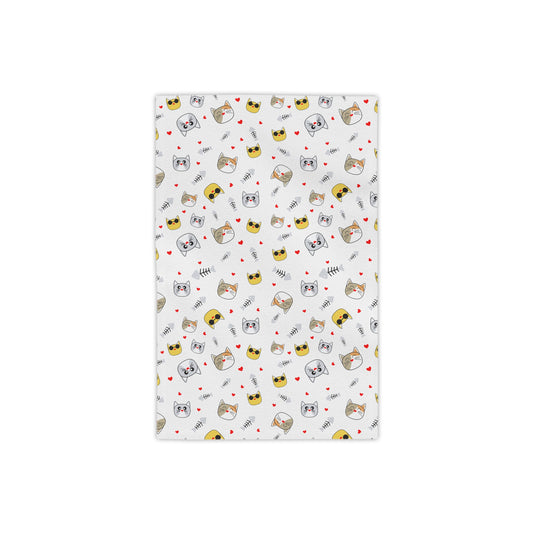 Cute Kawaii Cat Pattern Beach Towel – Playful Emoji Cat Faces, Summer Pool & Beach Towel