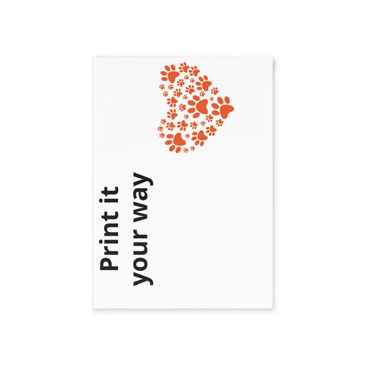 Holiday Card — Customizable Pet Paw & Cat Heart Design (Two-Sided)