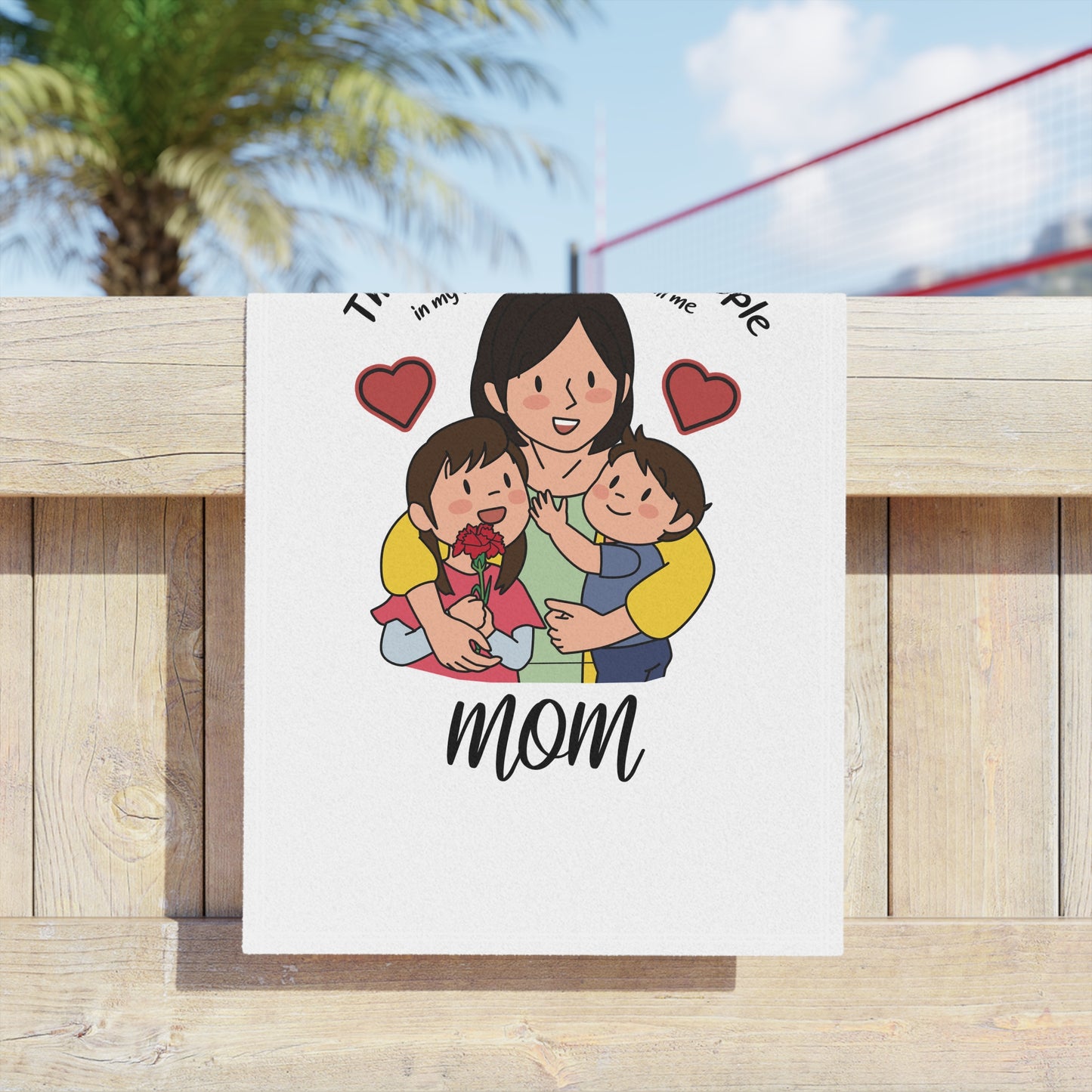 Mom & Kids Beach Towel — "The Most Important People" Family Graphic