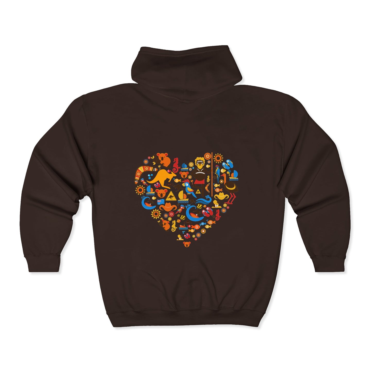 Zip Hoodie — Colorful Food Heart Graphic Full-Zip Hoodie