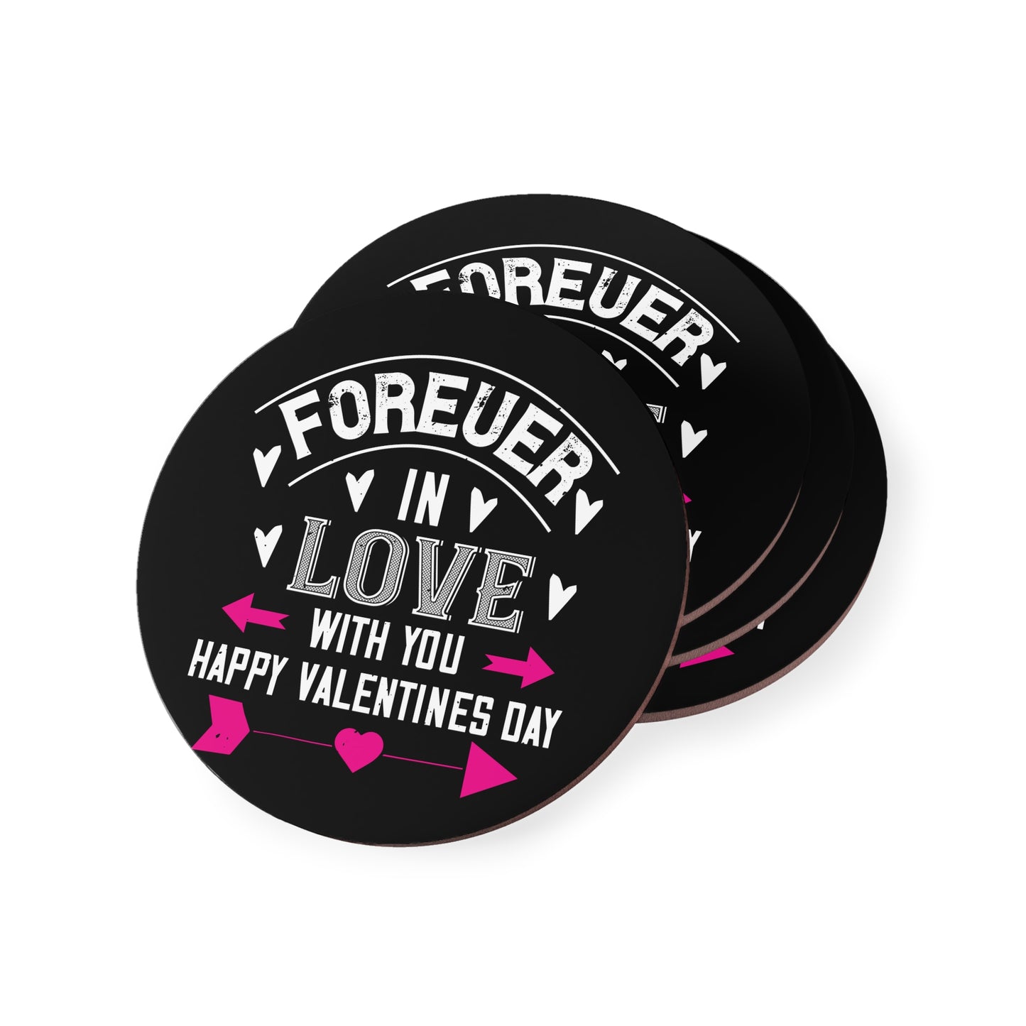 Valentine Coasters - "Forever in Love With You" Heart Arrow Drink Coaster (Happy Valentines Day)
