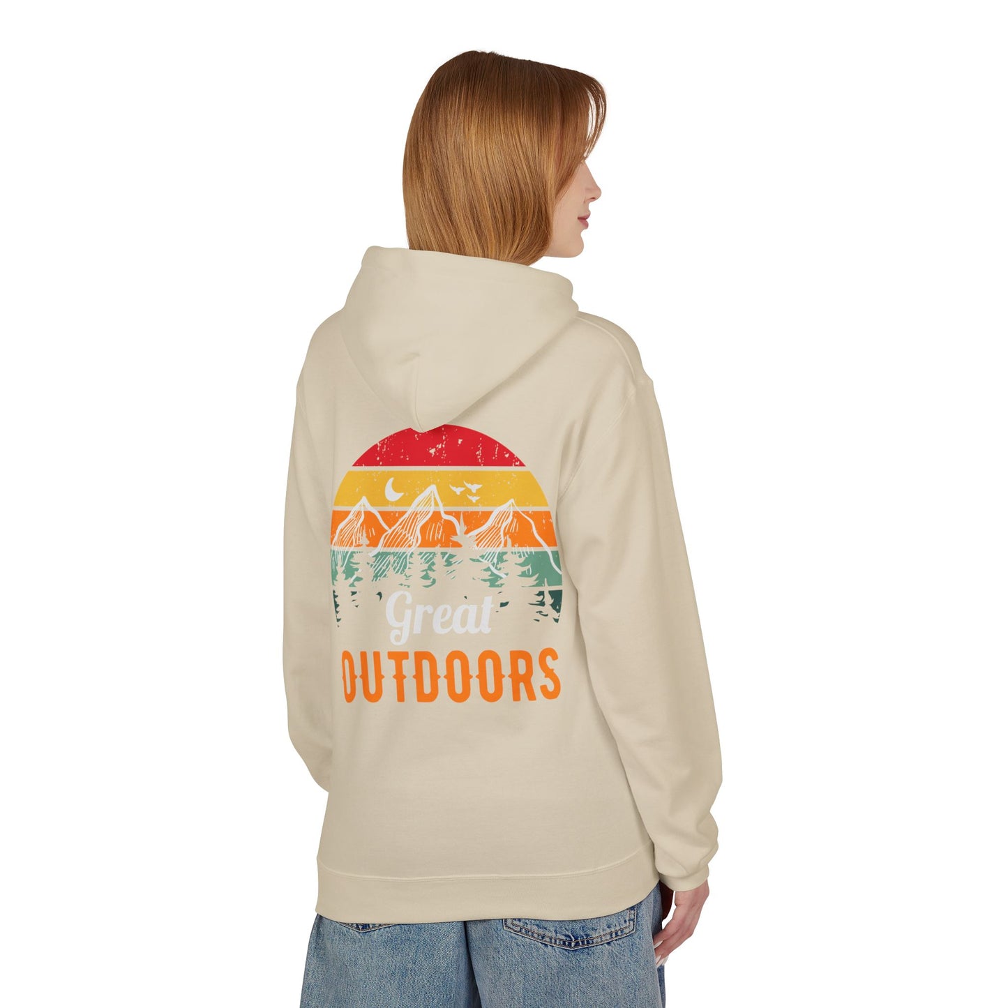 Outdoors Hoodie — Great Outdoors Vintage Mountain & Trees Pullover