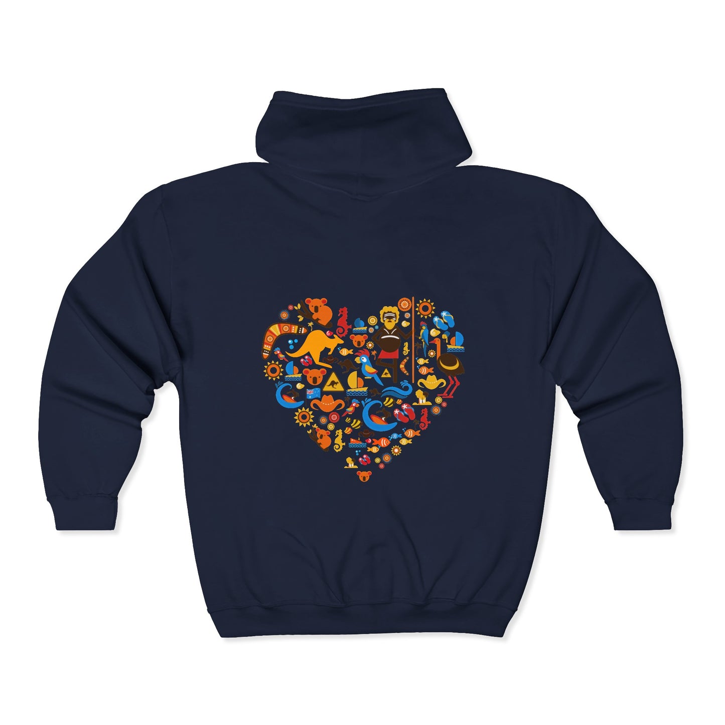 Zip Hoodie — Colorful Food Heart Graphic Full-Zip Hoodie