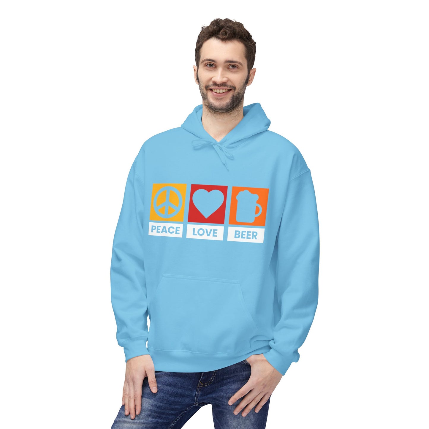 Peace Love Beer Hoodie — Peace, Heart & Beer Icon Pullover