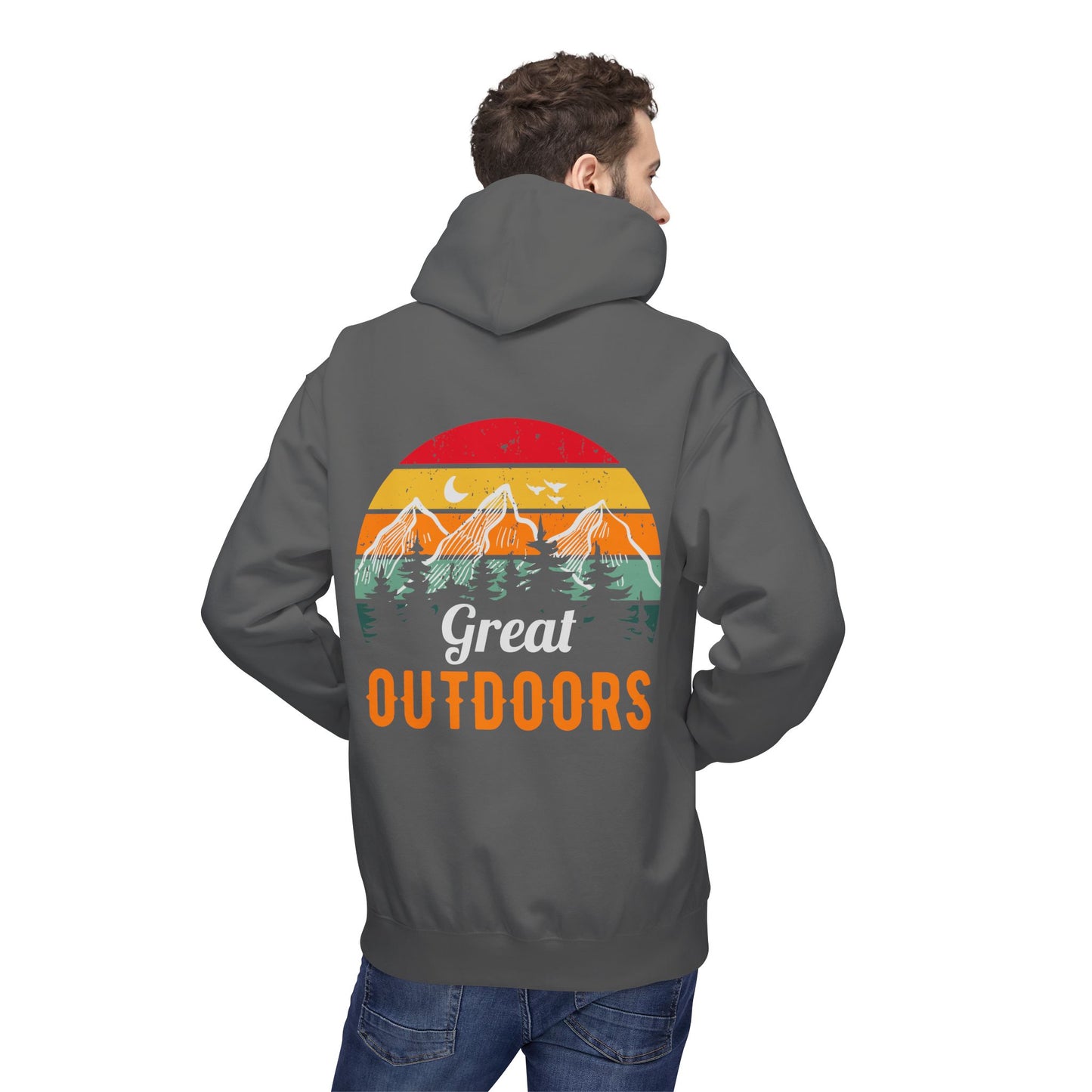 Outdoors Hoodie — Great Outdoors Vintage Mountain & Trees Pullover