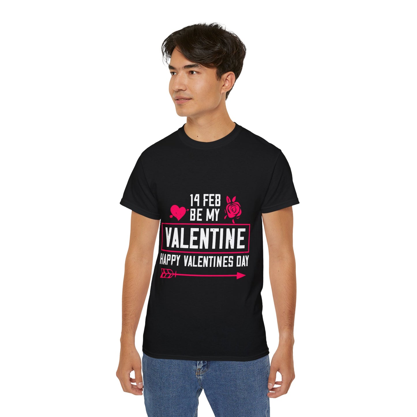 Valentine's Day Tee — "14 Feb Be My Valentine" Graphic Shirt