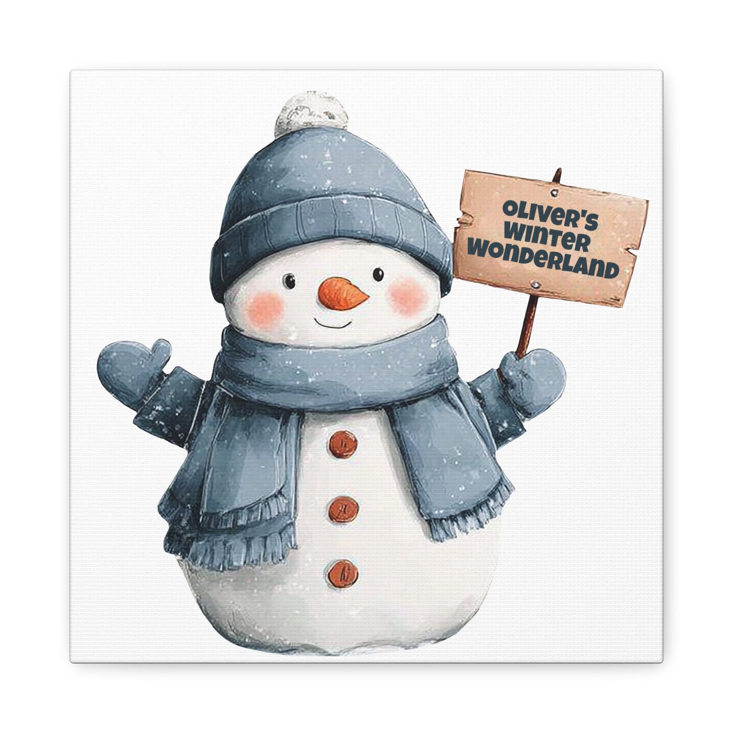 Snowman Canvas Wall Art — "Oliver's Winter Wonderland" Personalized Holiday Decor