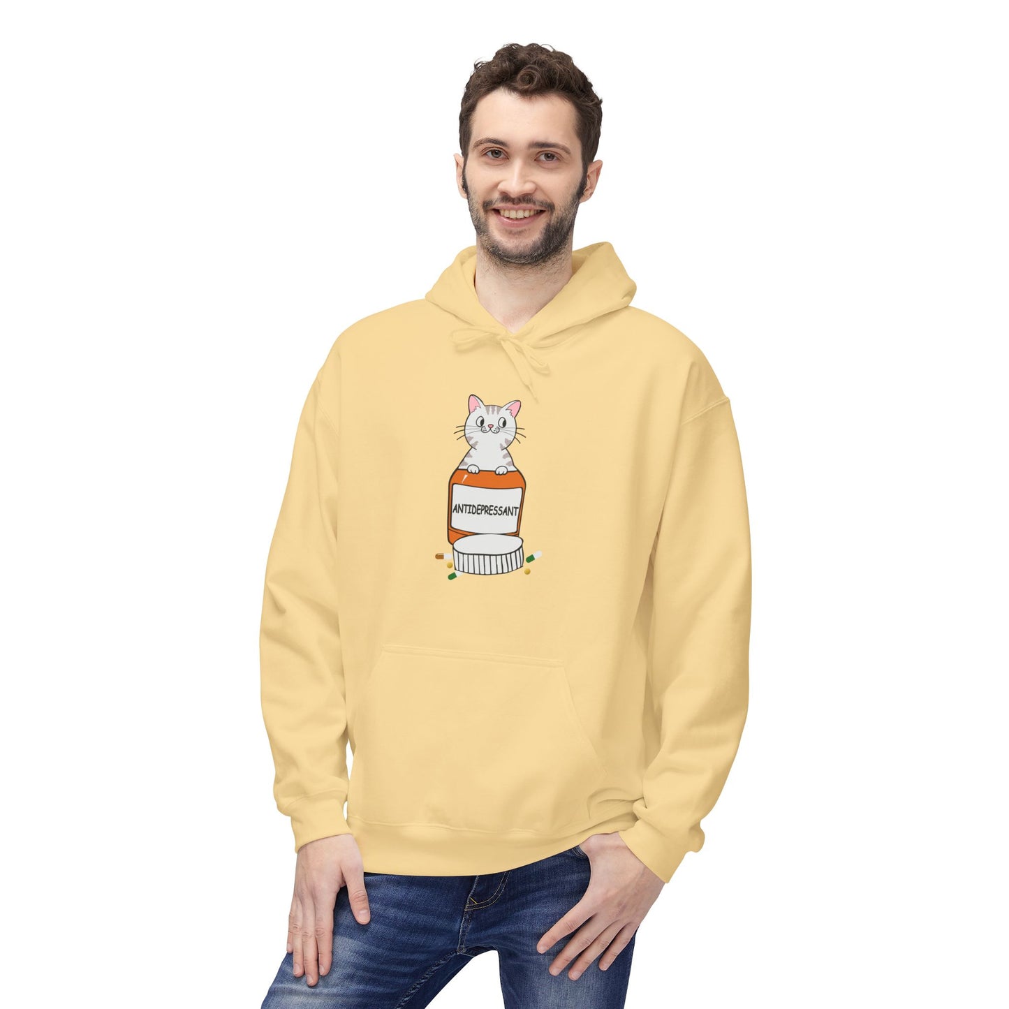 Cute Bunny in Medicine Bottle Hoodie — 'Anti Hiss' Graphic Pullover