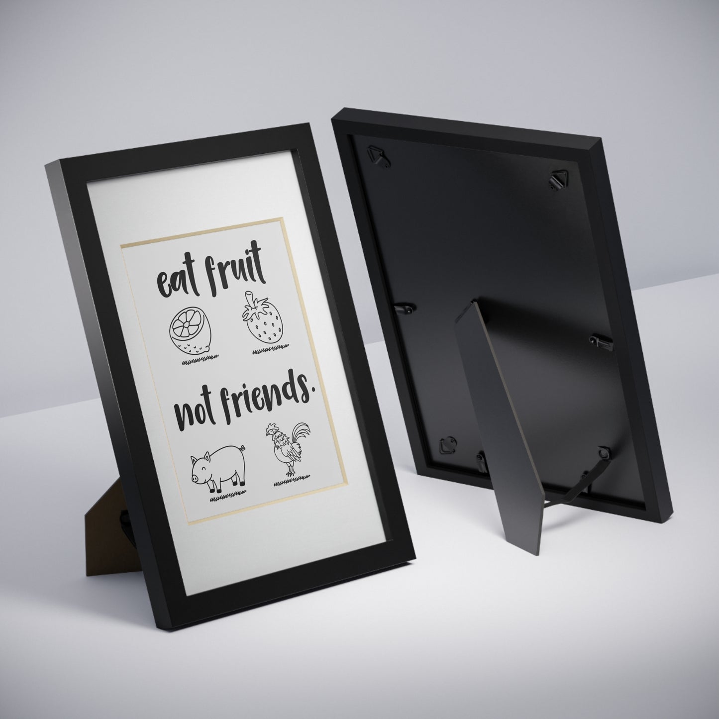 Eat Fruit Not Friends Framed Poster — Vegan Kitchen Wall Art