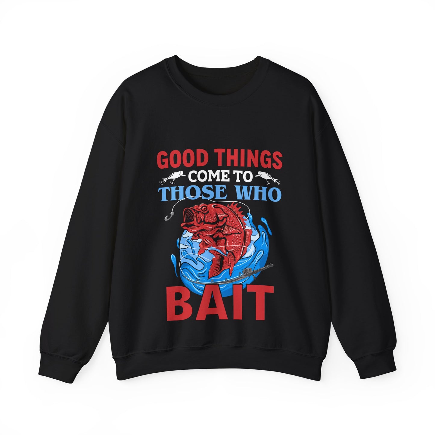 Fishing Enthusiast Crewneck Sweatshirt - Good Things for Bait Lovers