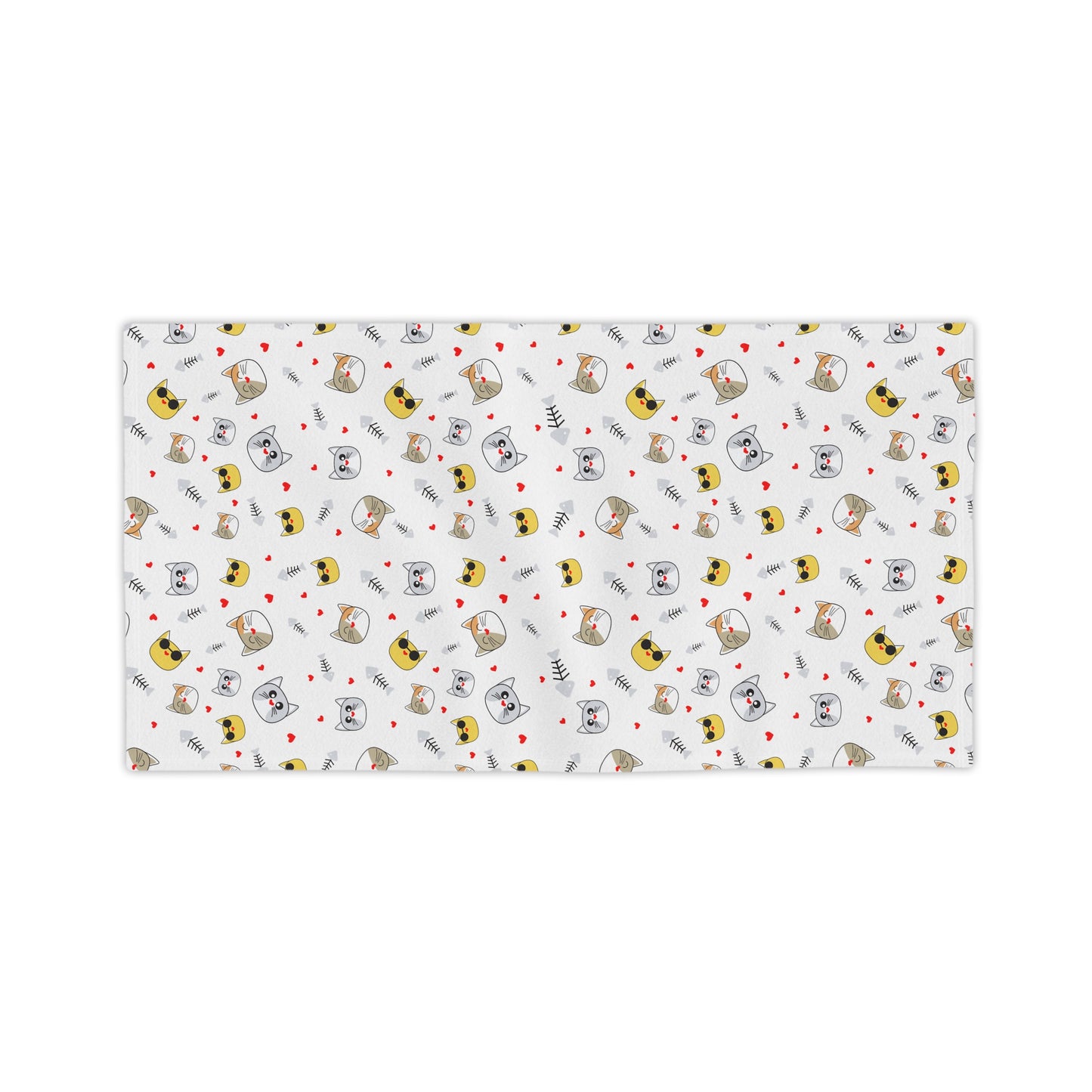 Cute Kawaii Cat Pattern Beach Towel – Playful Emoji Cat Faces, Summer Pool & Beach Towel