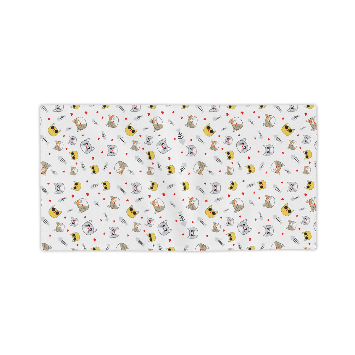 Cute Kawaii Cat Pattern Beach Towel – Playful Emoji Cat Faces, Summer Pool & Beach Towel