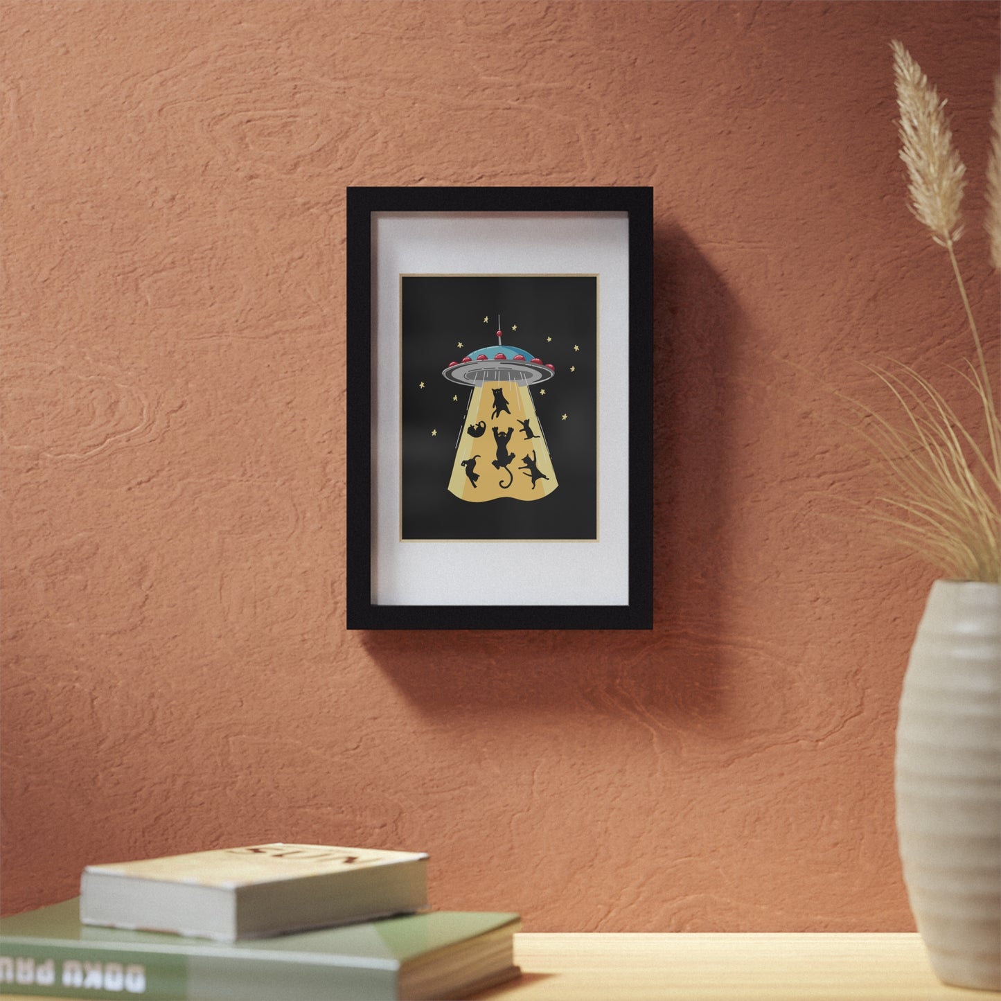UFO Cat Abduction Framed Poster