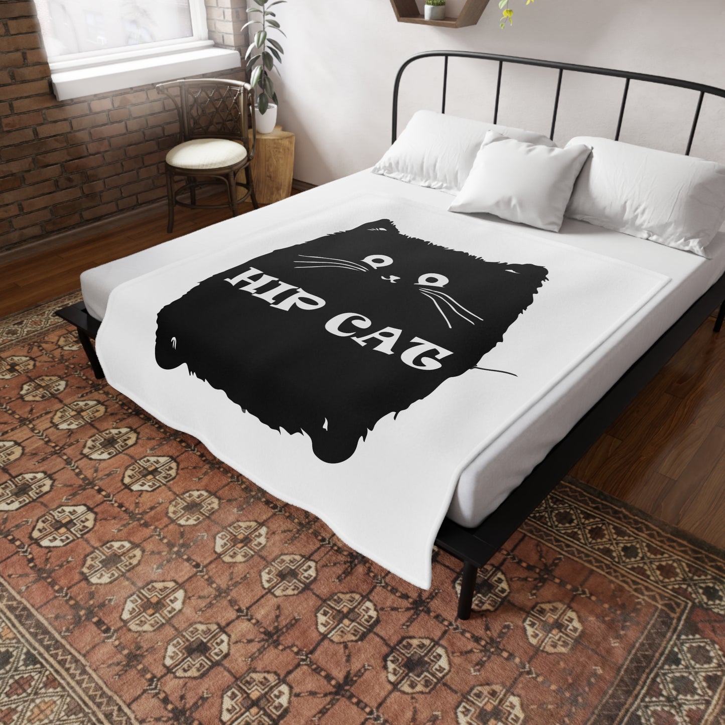 Hip Cat Plush Fleece Blanket - Cozy Cat Lover Gift