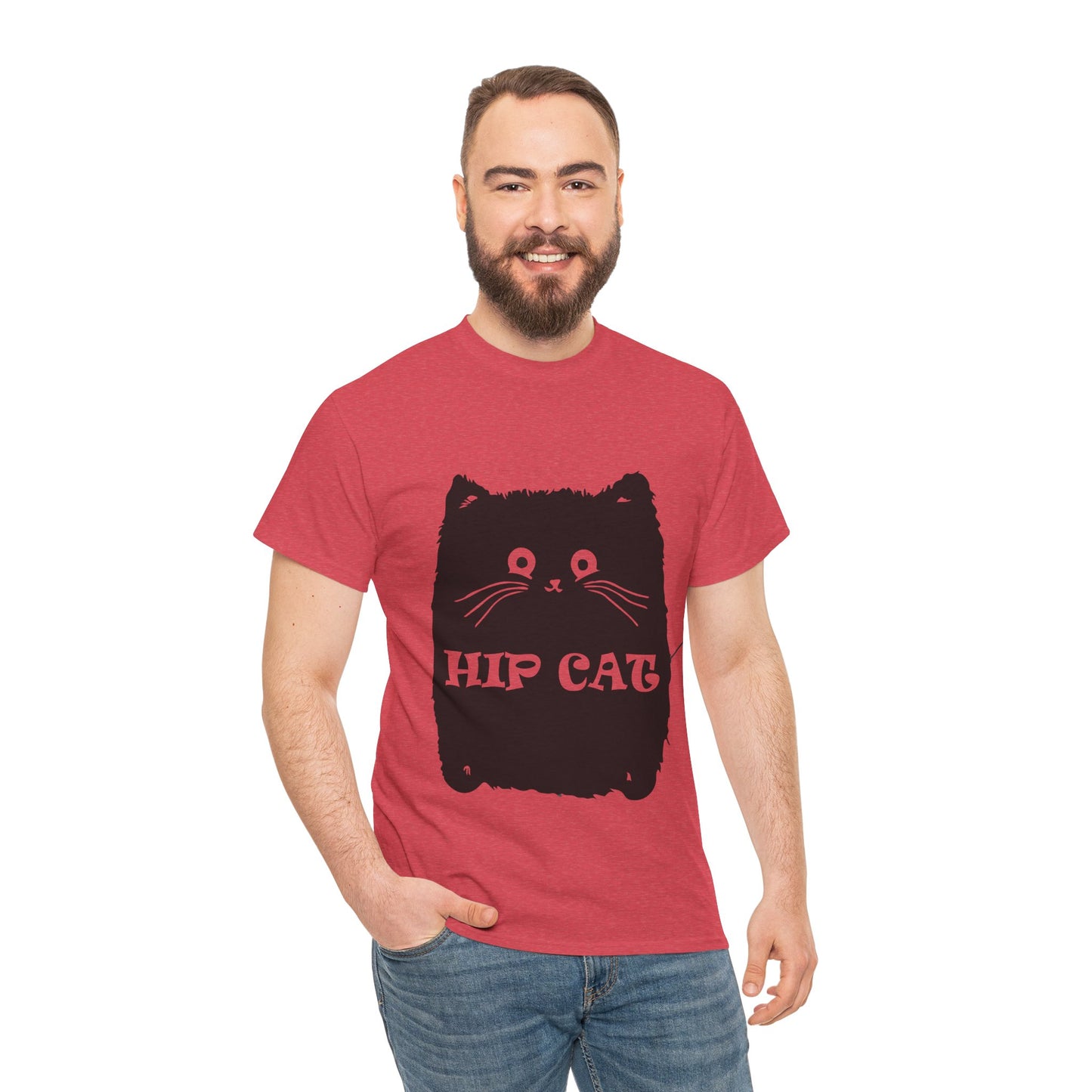 Funny Hip Cat Unisex Heavy Cotton Tee