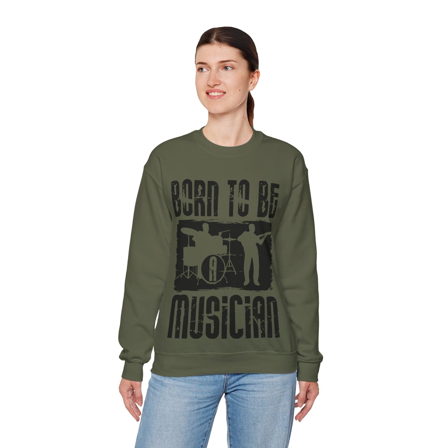 Born to Be Musician Sweatshirt — Musician Drum & Guitar Crewneck
