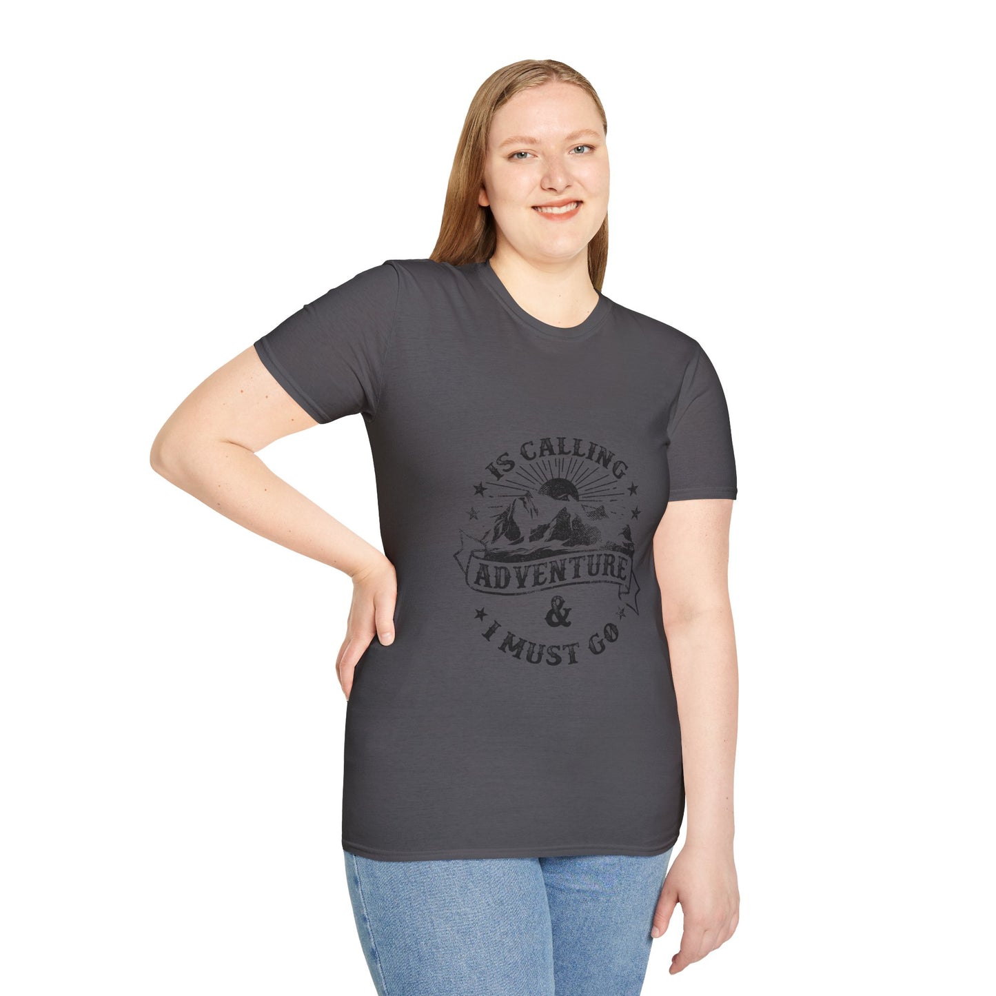 Adventure Is Calling Unisex Softstyle T-Shirt - Outdoor Enthusiast Tee
