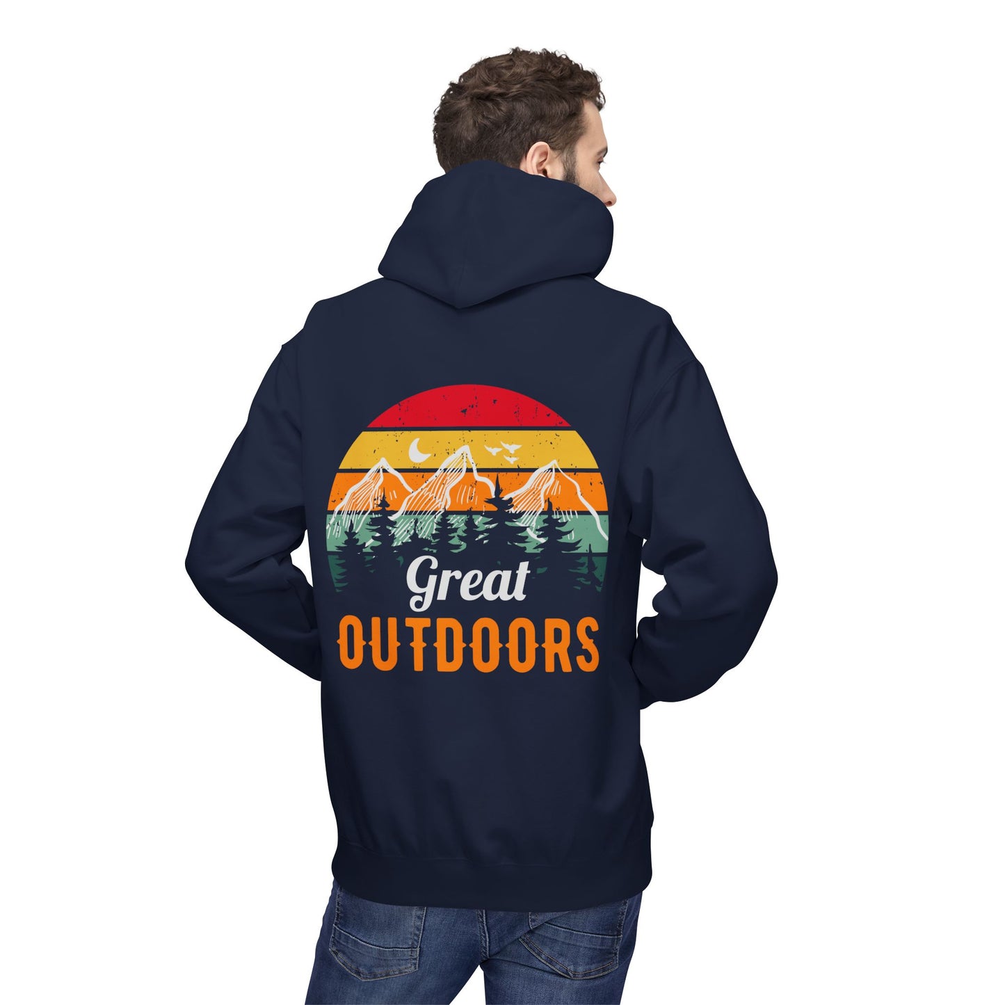 Outdoors Hoodie — Great Outdoors Vintage Mountain & Trees Pullover