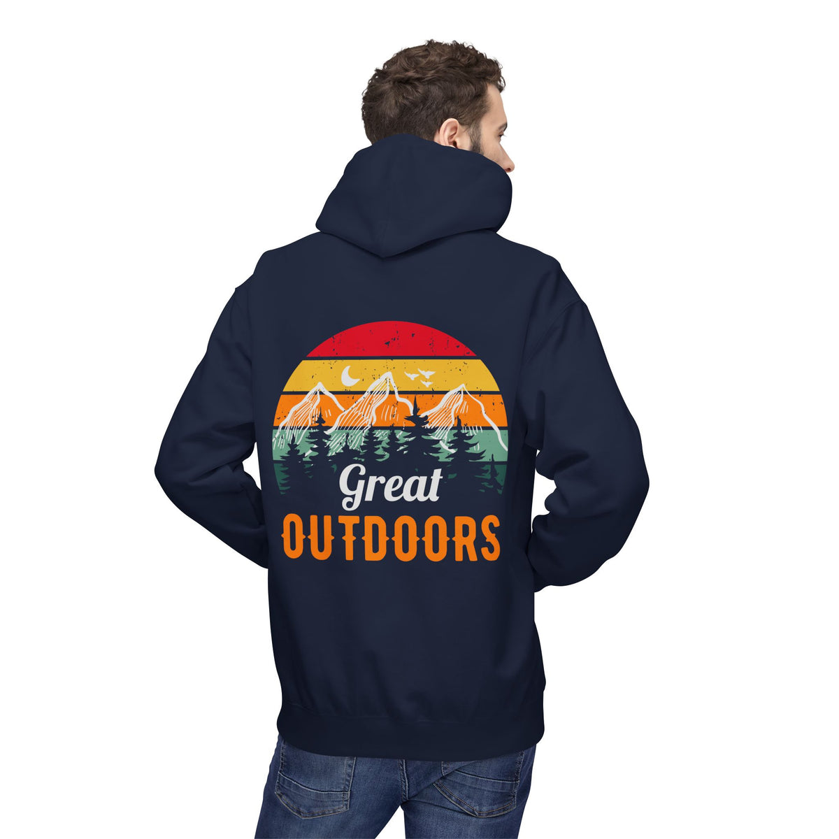Outdoors Hoodie — Great Outdoors Vintage Mountain & Trees Pullover