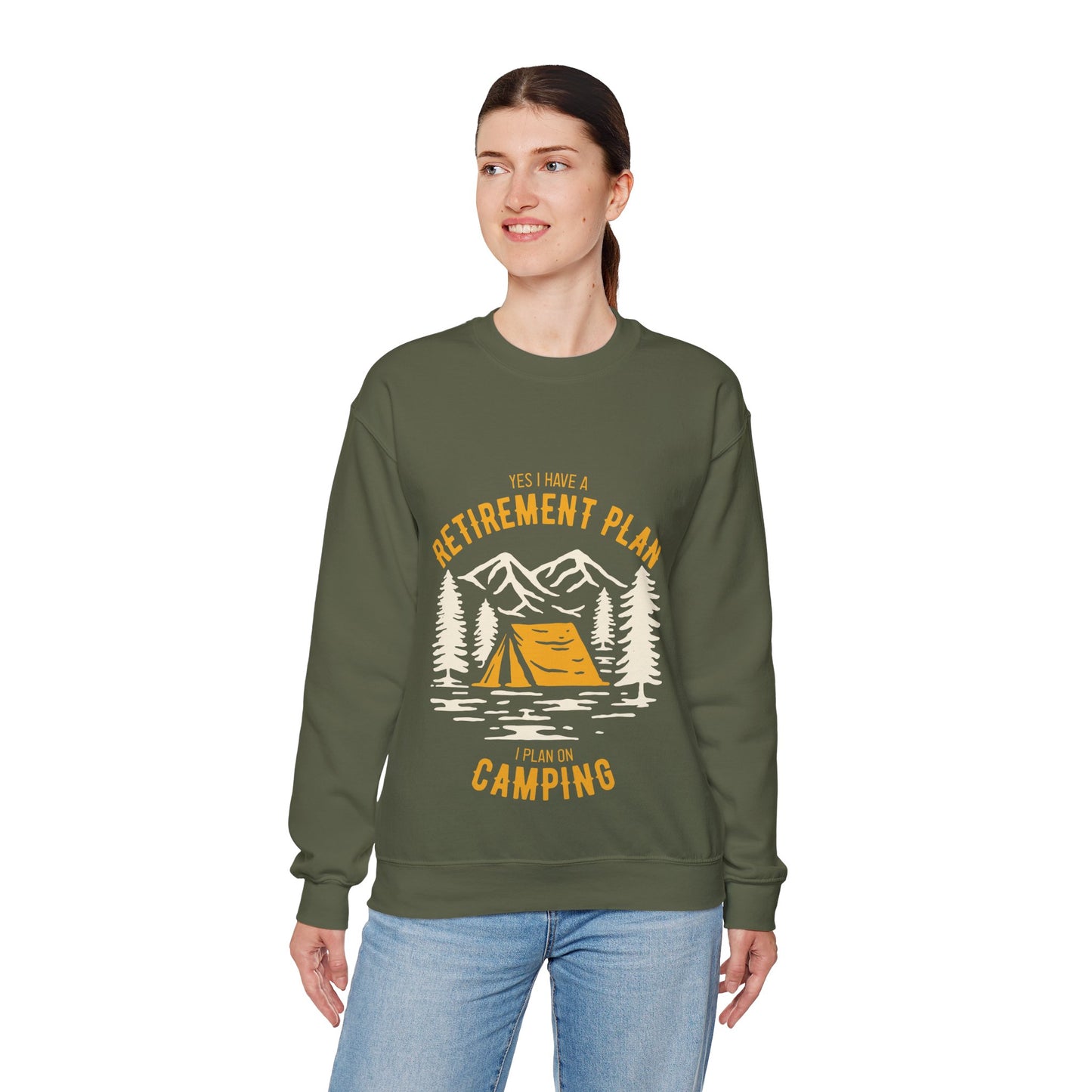 Crewneck Sweatshirt — "Yes I Have a Retirement Plan, I Plan on Camping" Vintage Camping Design