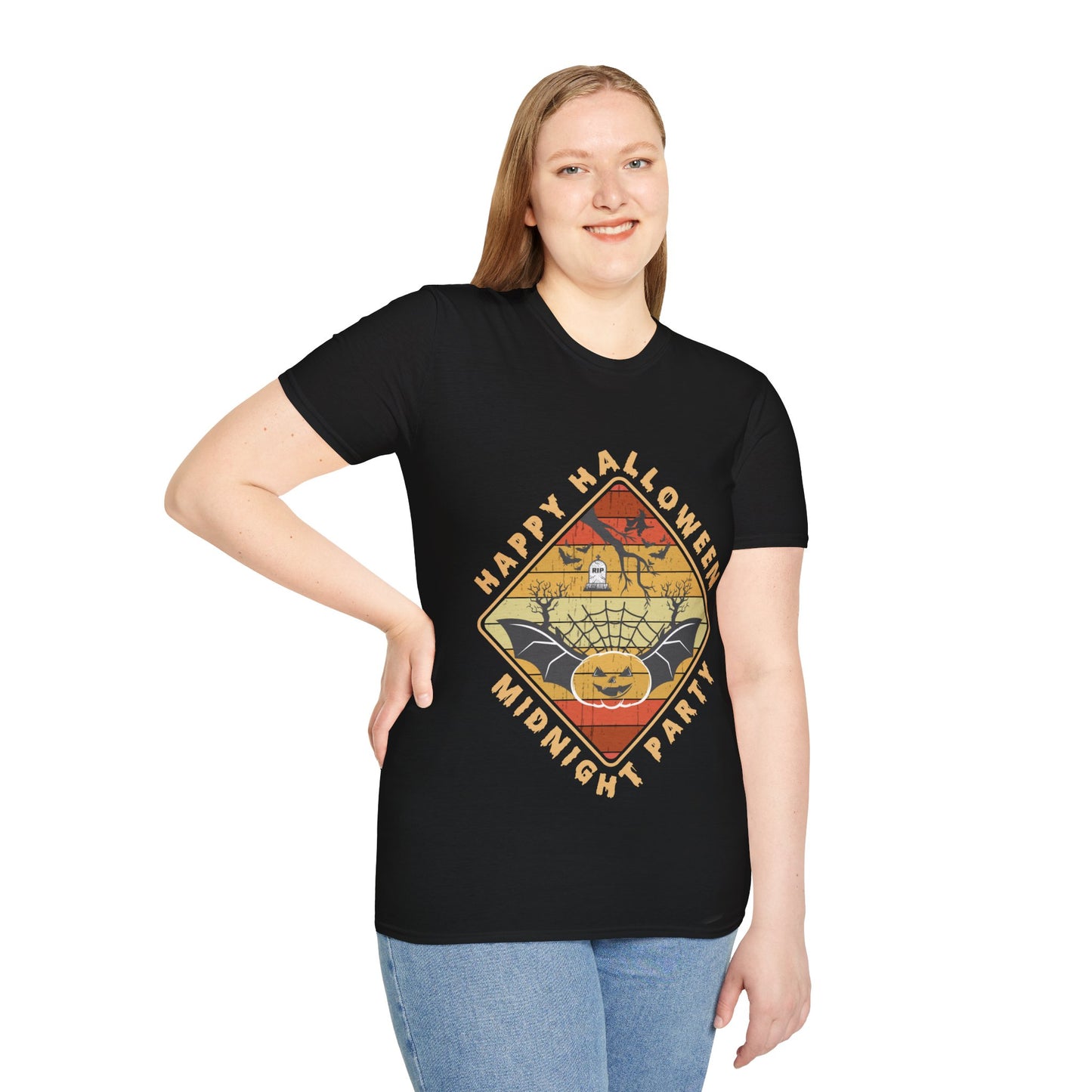 Unisex Halloween Tee - Happy Halloween Midnight Party T-Shirt