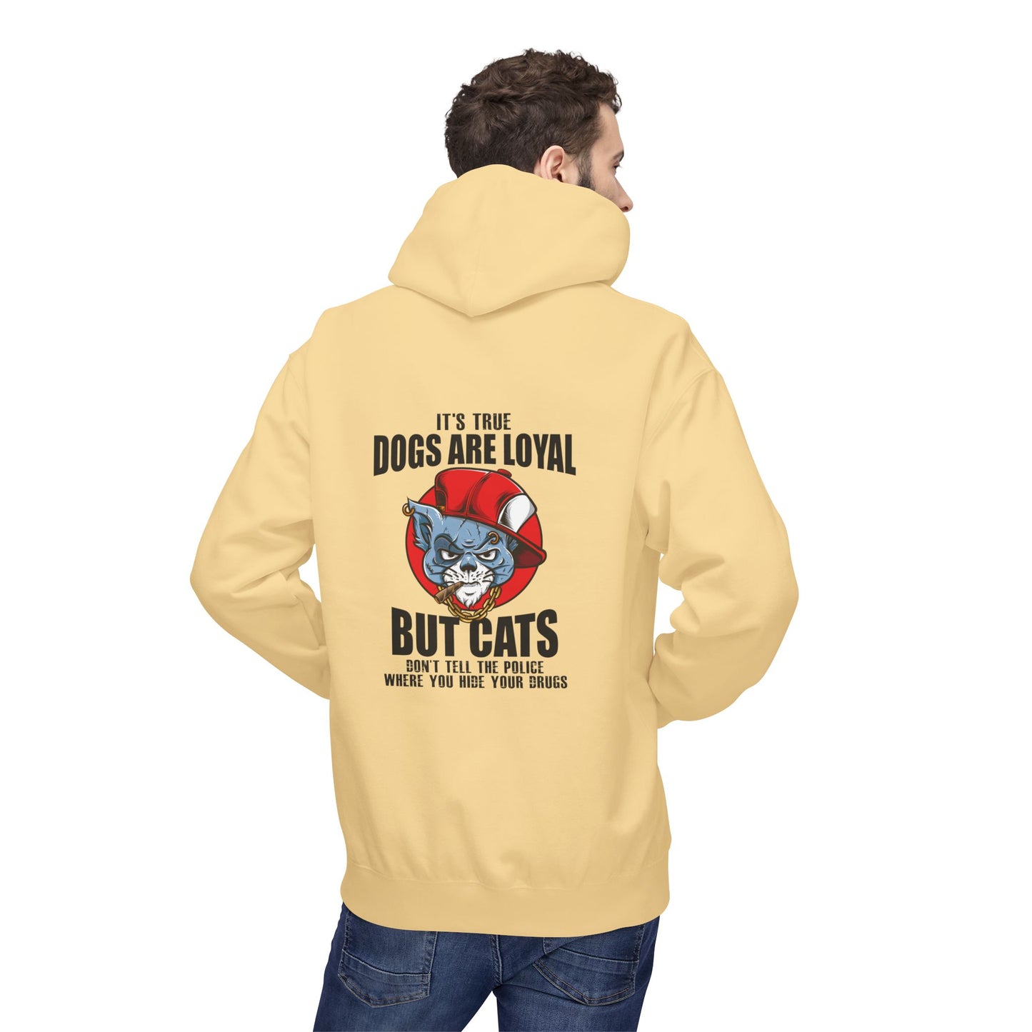 Hoodie — "Dogs Are Loyal But Cats Don’t Tell the Police" Graphic Cat Lover Pullover