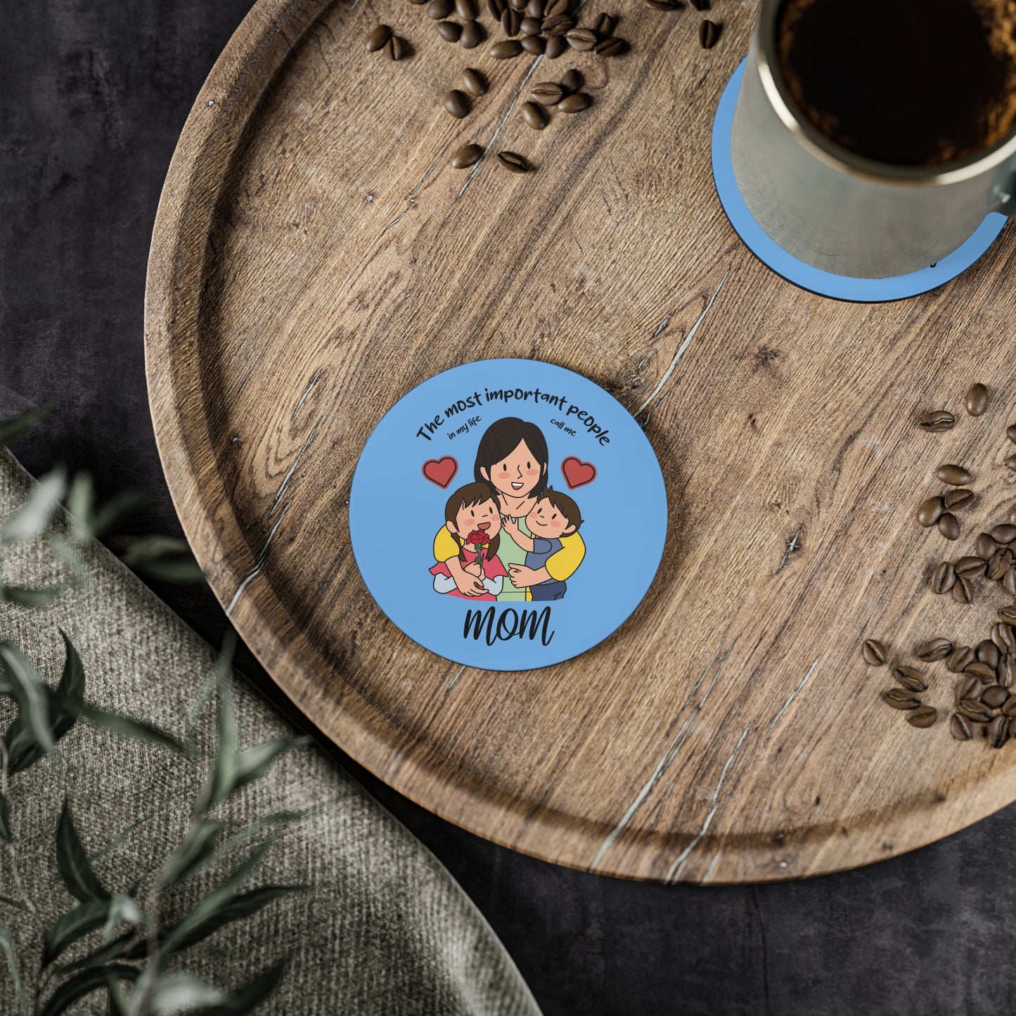 Mama & Kids Illustration Coaster — "The Most Important People" Mom Drink Coaster