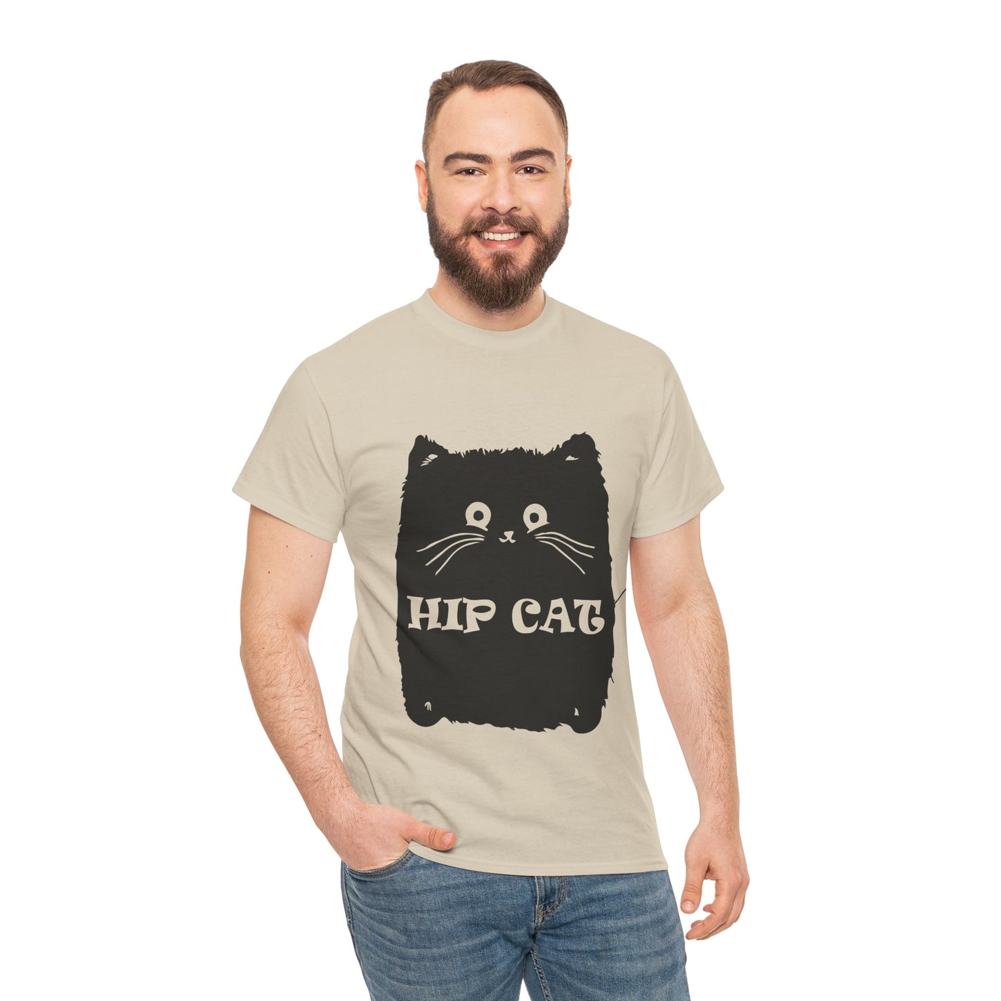 Funny Hip Cat Unisex Heavy Cotton Tee