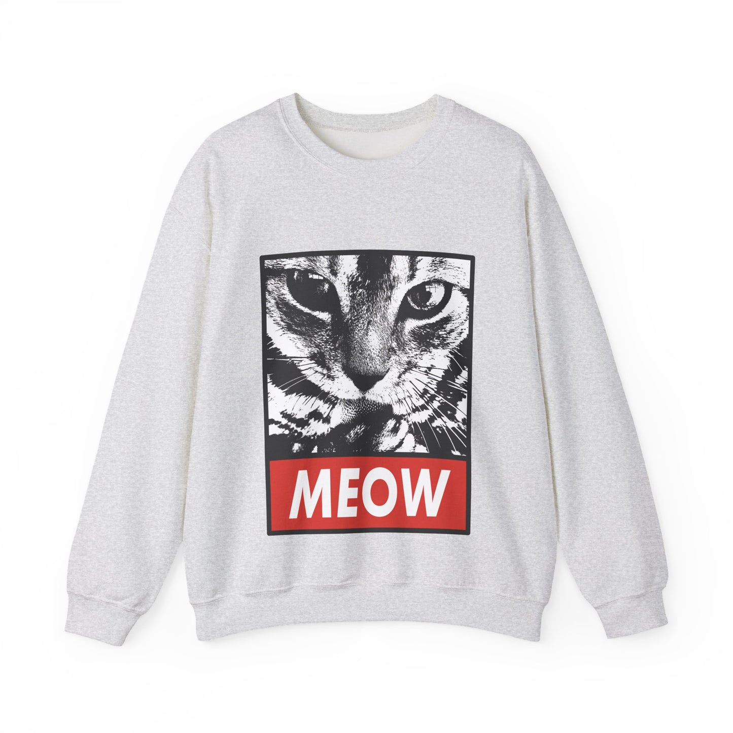 Cat Meow Crewneck Sweatshirt – Retro Graphic Cat Face