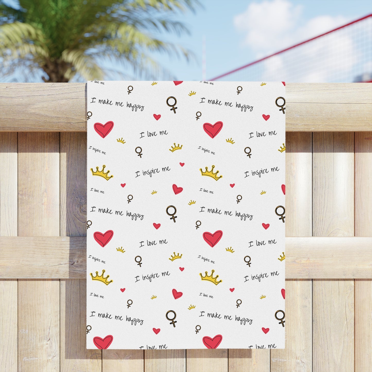 I Inspire Me Heart & Crown Beach Towel
