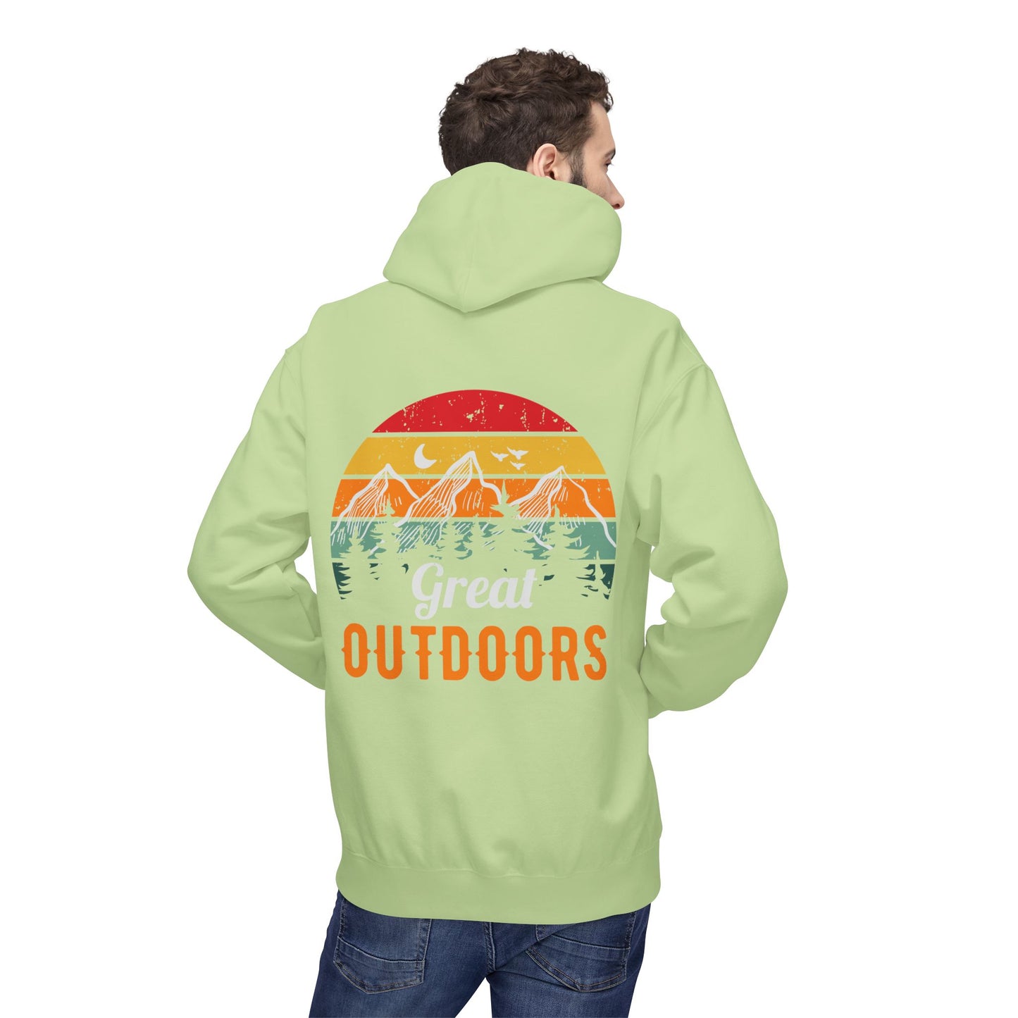 Outdoors Hoodie — Great Outdoors Vintage Mountain & Trees Pullover