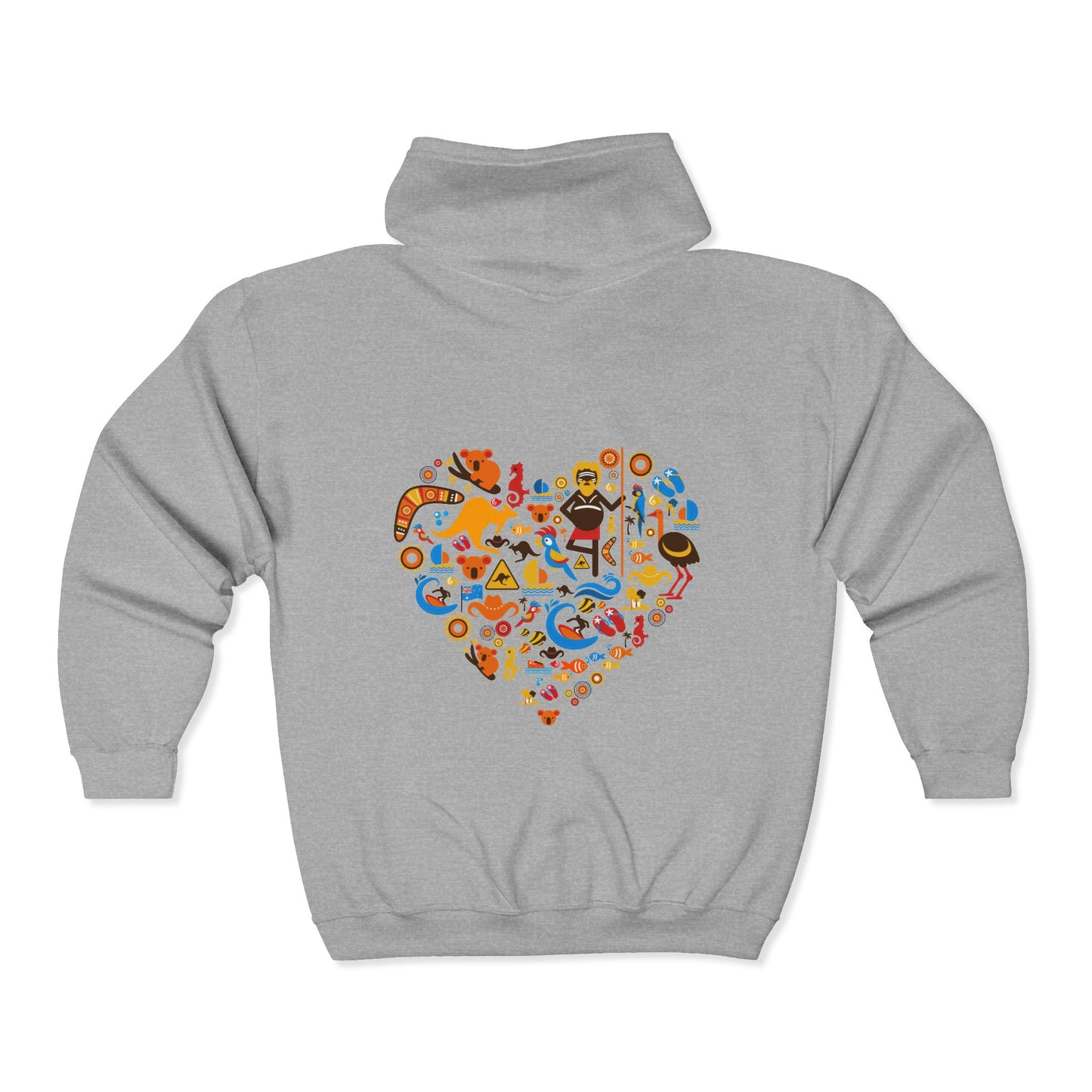 Zip Hoodie — Colorful Food Heart Graphic Full-Zip Hoodie