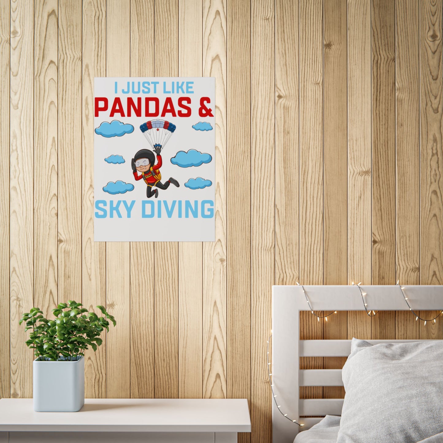 Playful Panda Sky Diving Unframed Poster