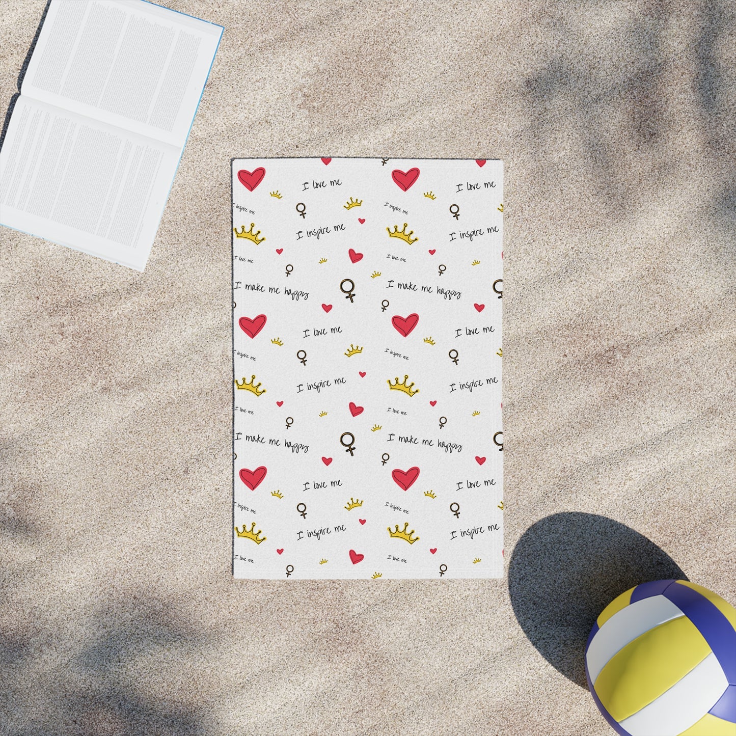 I Inspire Me Heart & Crown Beach Towel