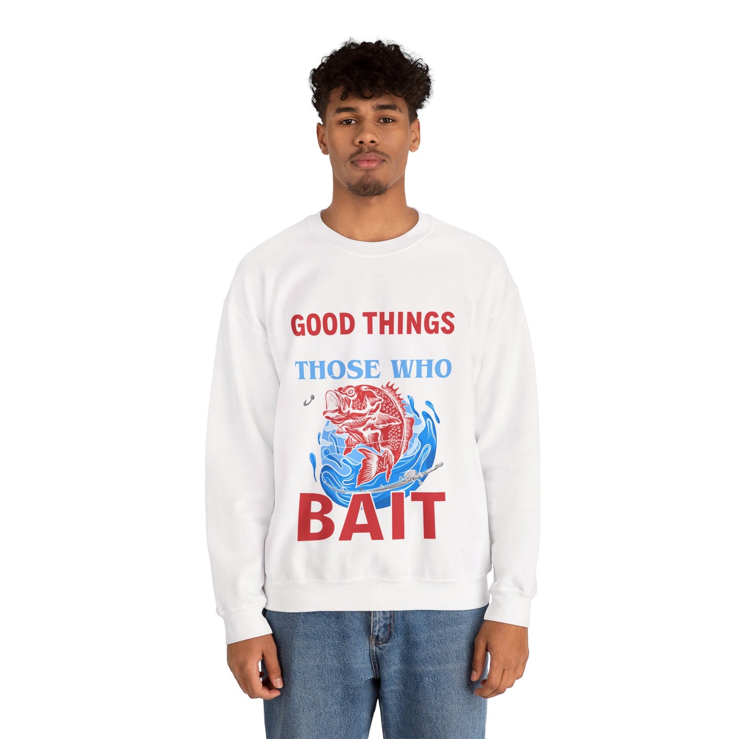 Fishing Enthusiast Crewneck Sweatshirt - Good Things for Bait Lovers