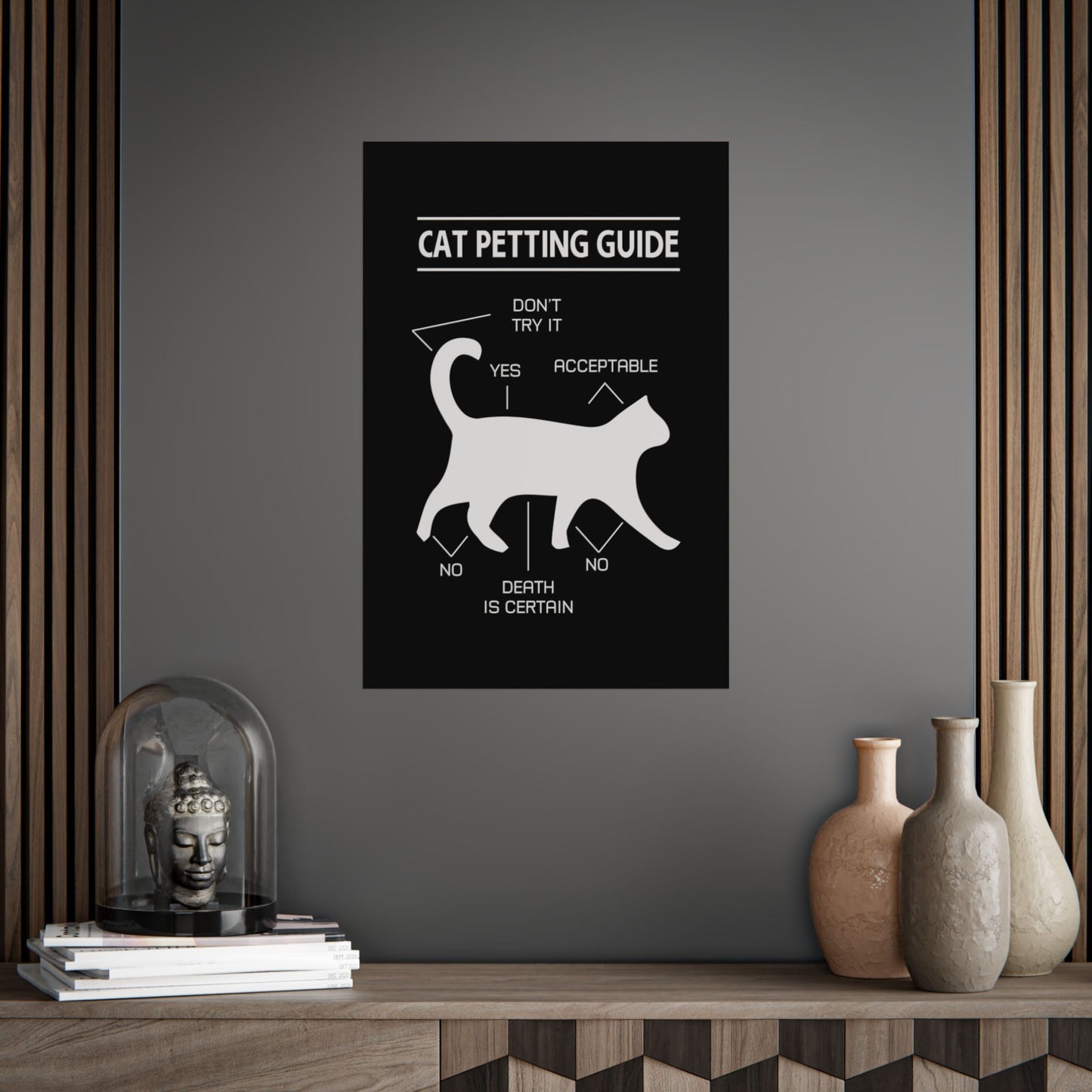 Funny Cat Petting Guide Unframed Poster - Cat Lover Decor