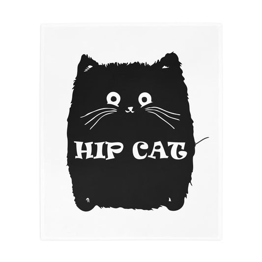Hip Cat Plush Fleece Blanket - Cozy Cat Lover Gift