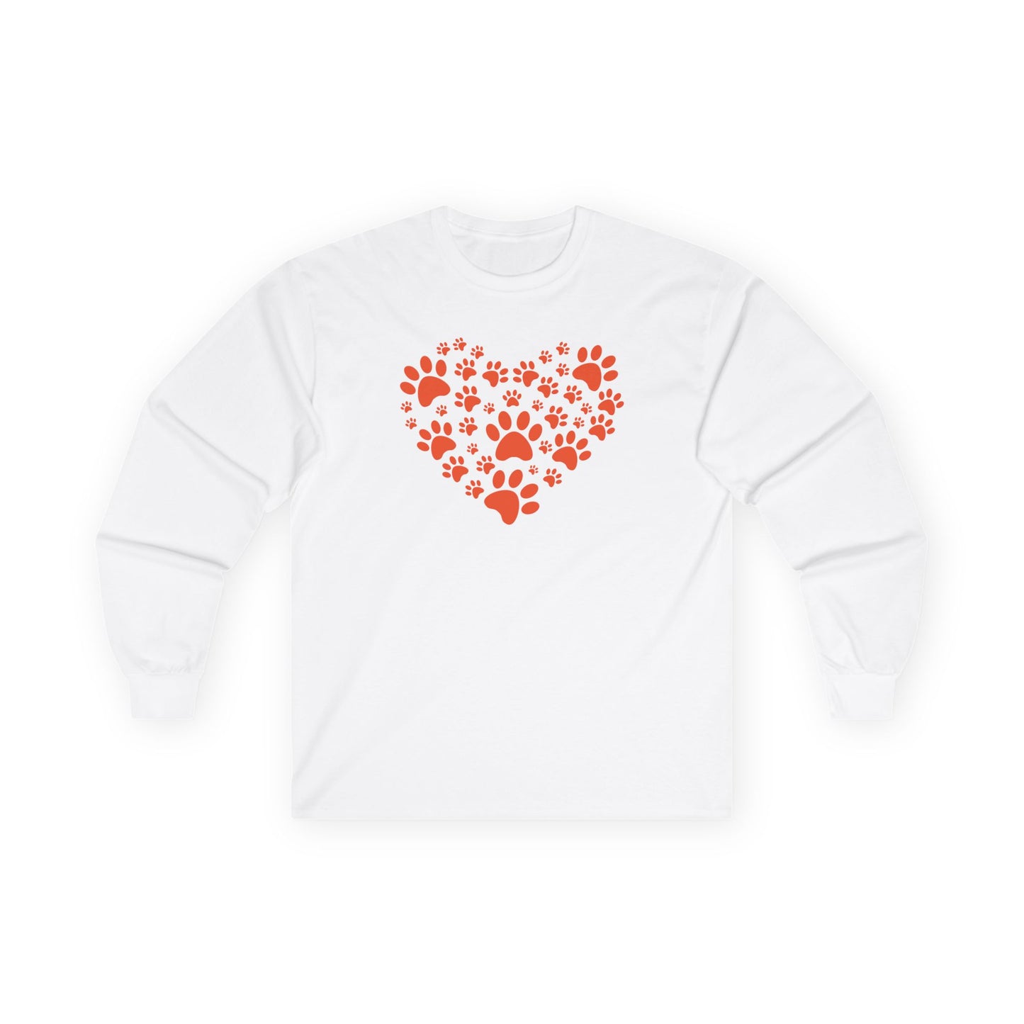 Paw Print Heart Long Sleeve Tee for Animal Lovers, Gift for Pet Owners